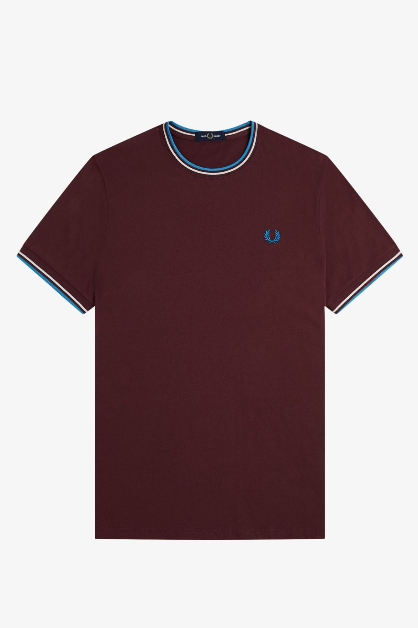 FRED PERRY TWIN TIPPED T-SHIRT en color BURDEOS (2)