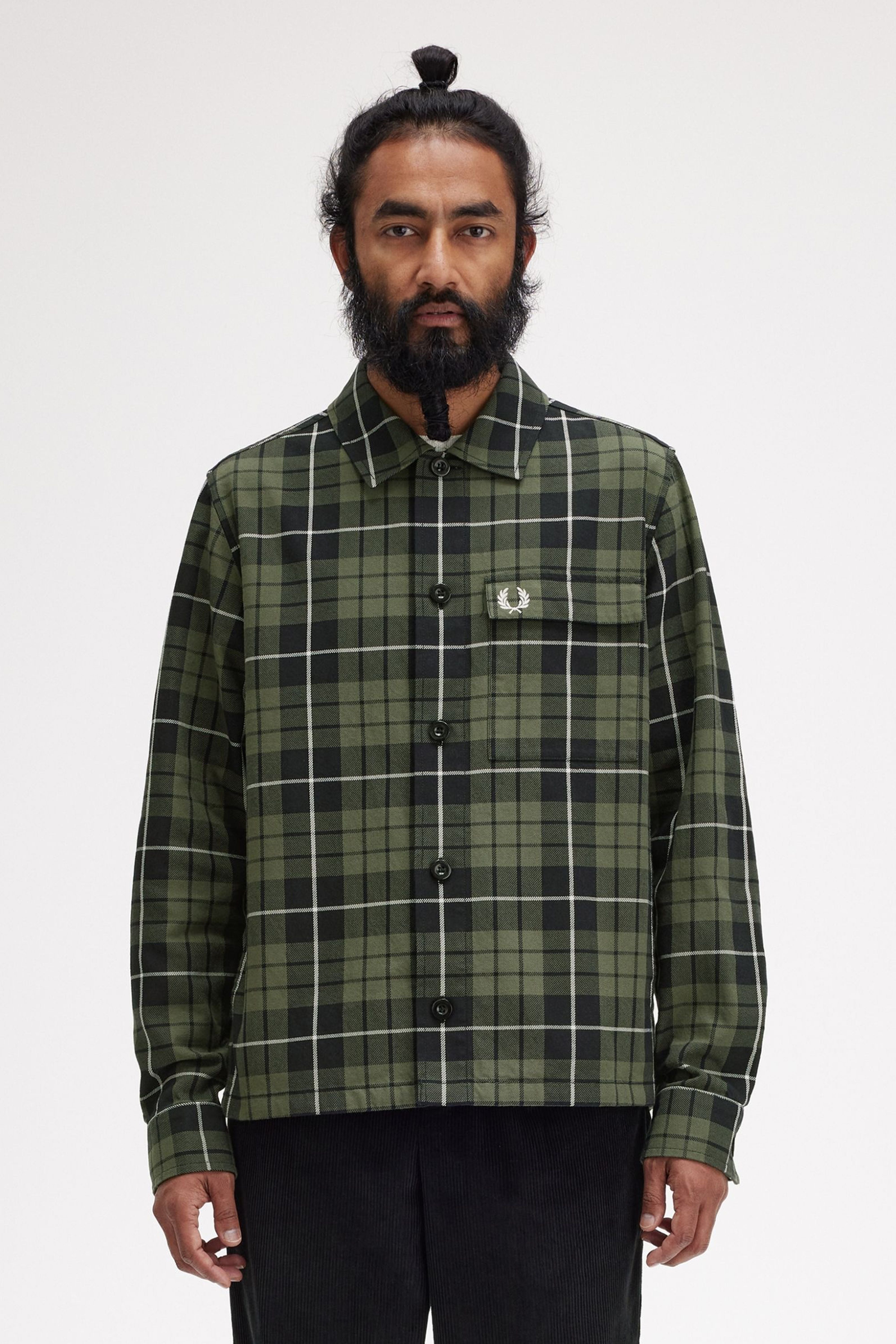 FRED PERRY CHECK OVERSHIRT en color VERDE (1)