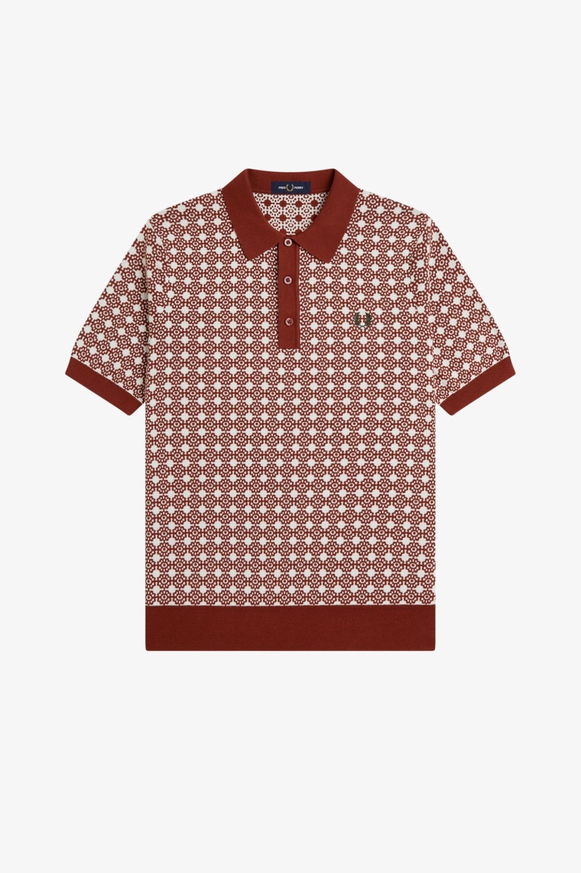 FRED PERRY FLORAL JACQUARD SHIRT en color MARRON (4)