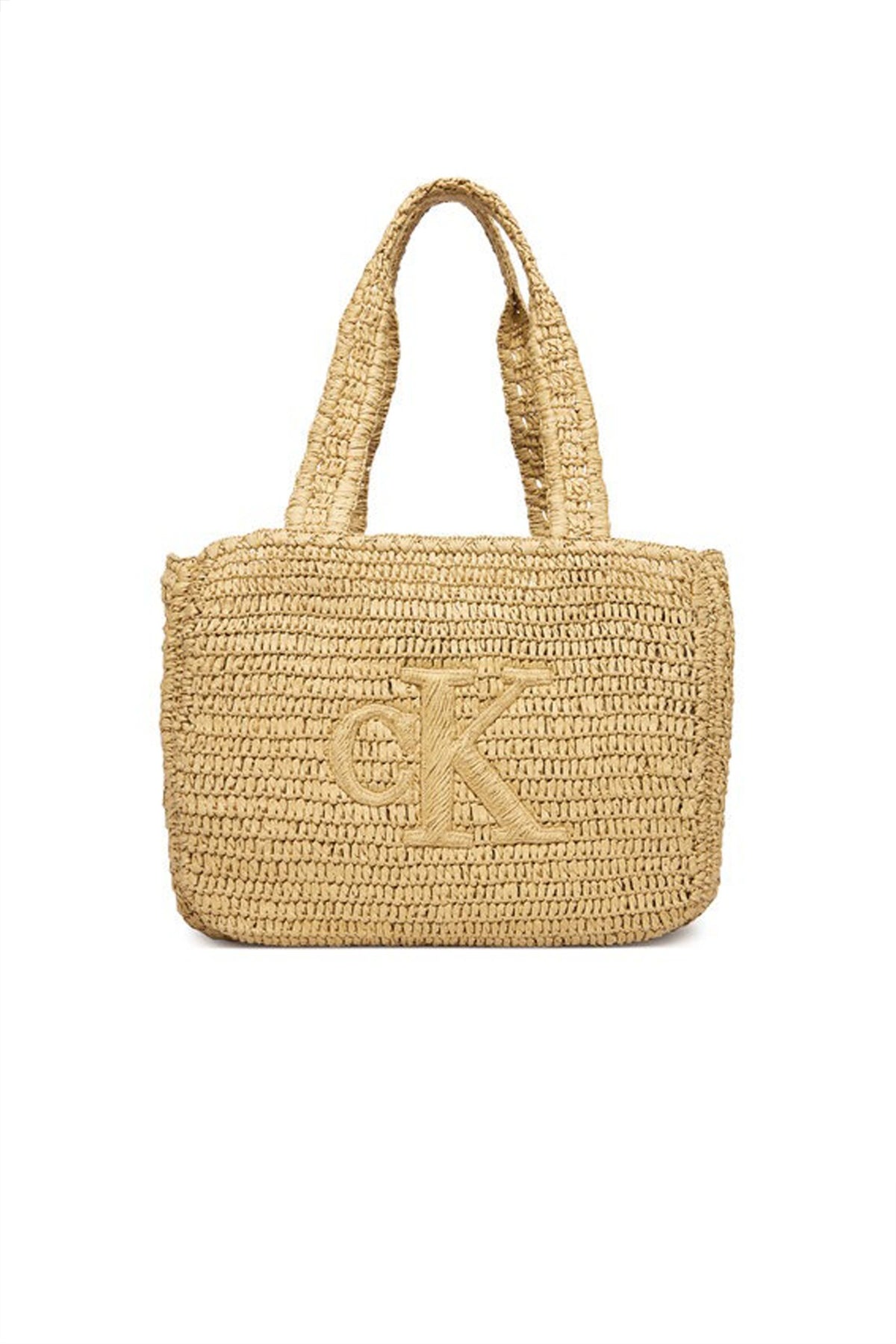 CALVIN KLEIN BOLD CK RAFFIA MEDIUM TOTE en color BEIS (4)