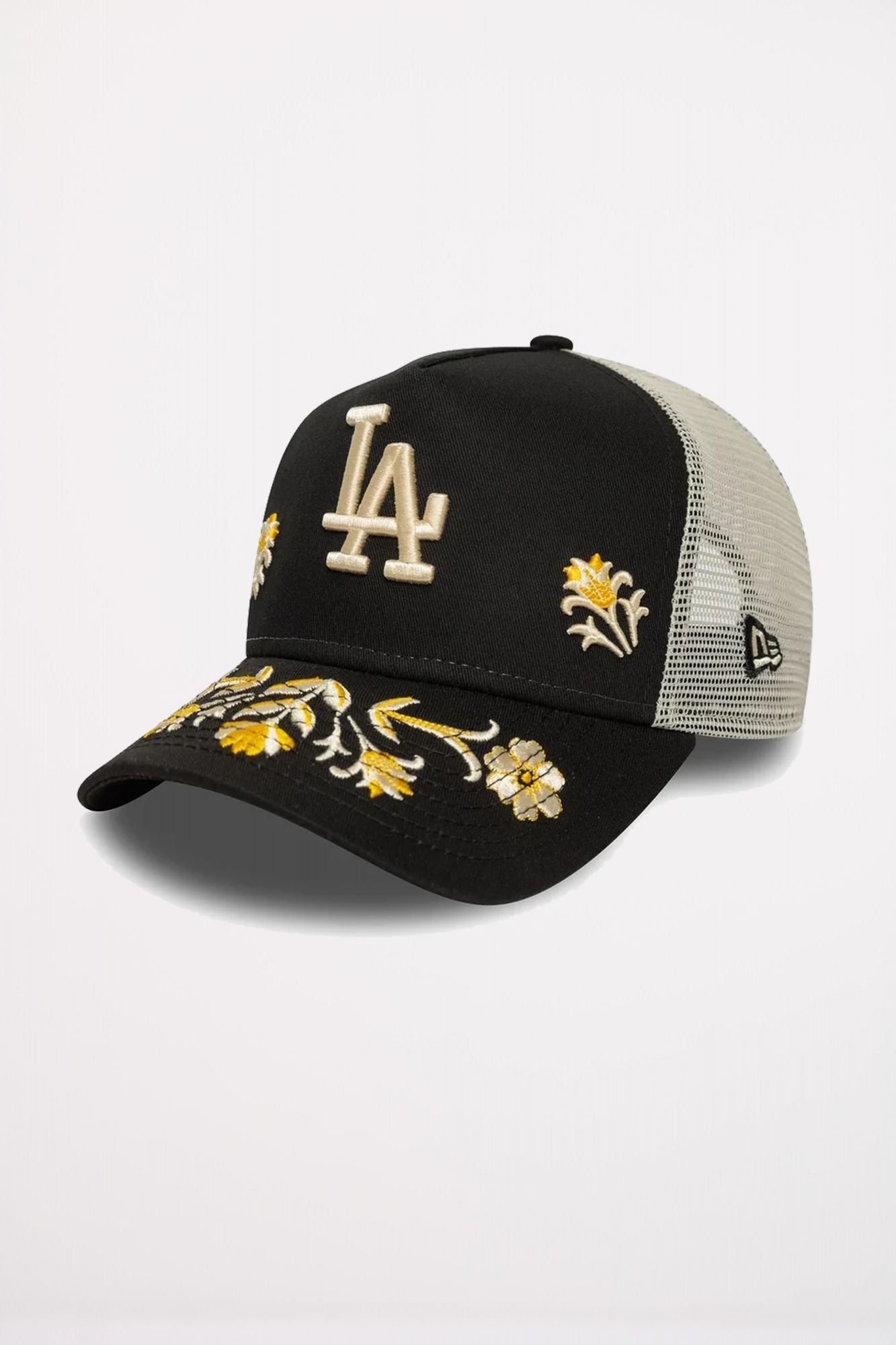 NEW ERA LA DODGERS MLB FLORAL ICON 9FORTY A-FRAME TRUCKER en color NEGRO (1)