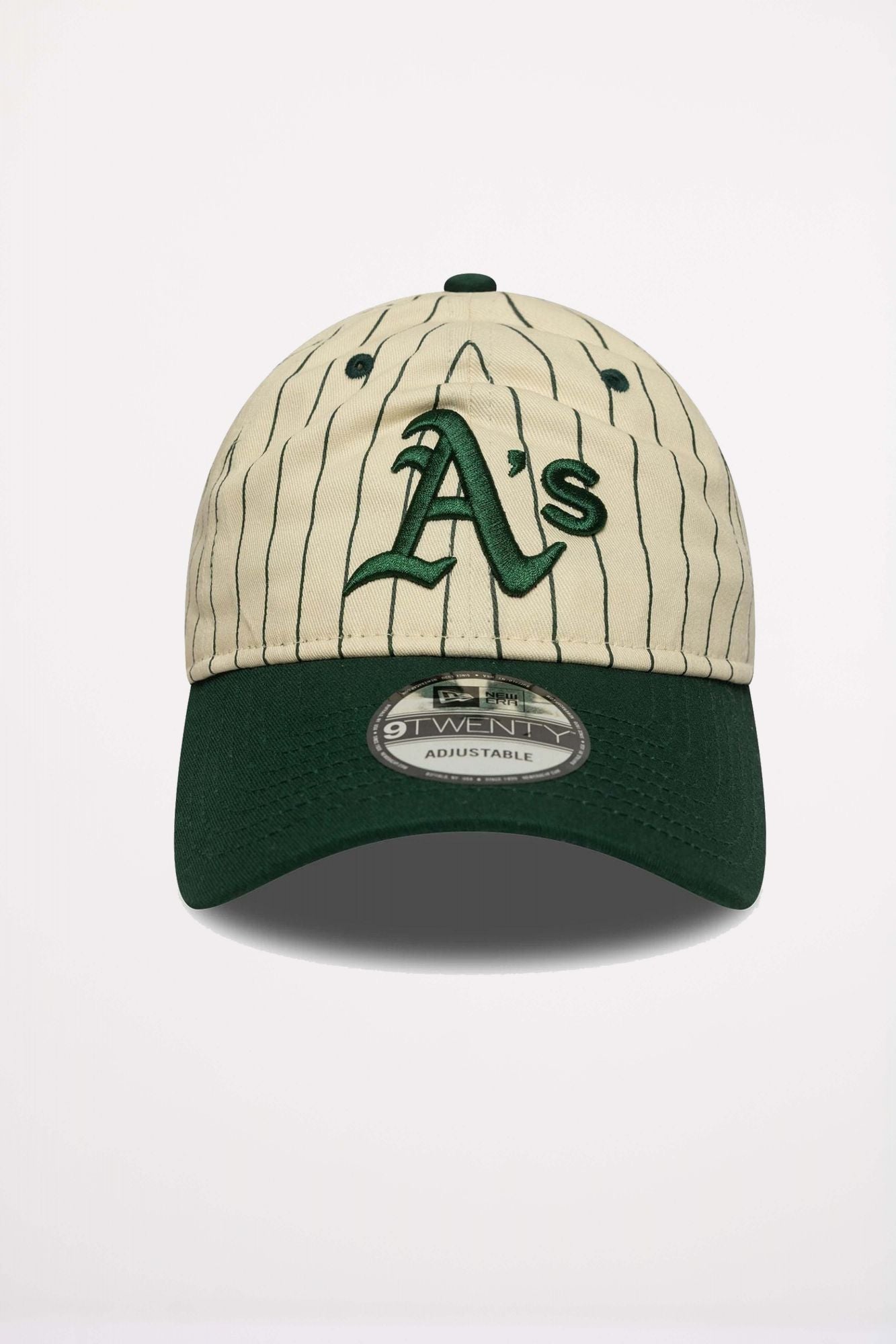 NEW ERA OAKLAND ATHLETICS MLB PINSTRIPE DARK GREEN 9TWENTY en color BEIS (2)