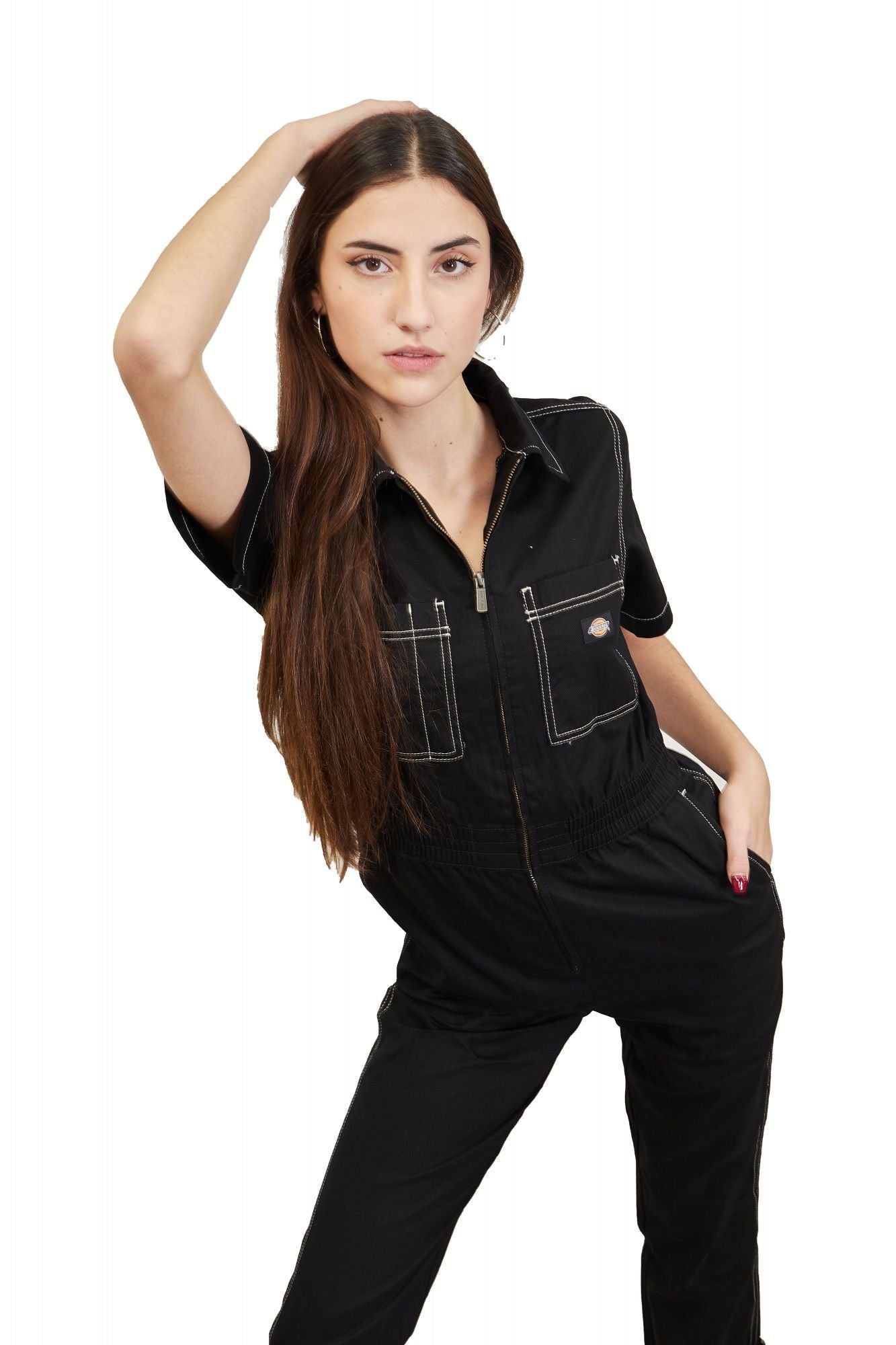 DICKIES FLORALA COVERALL en color NEGRO (6)