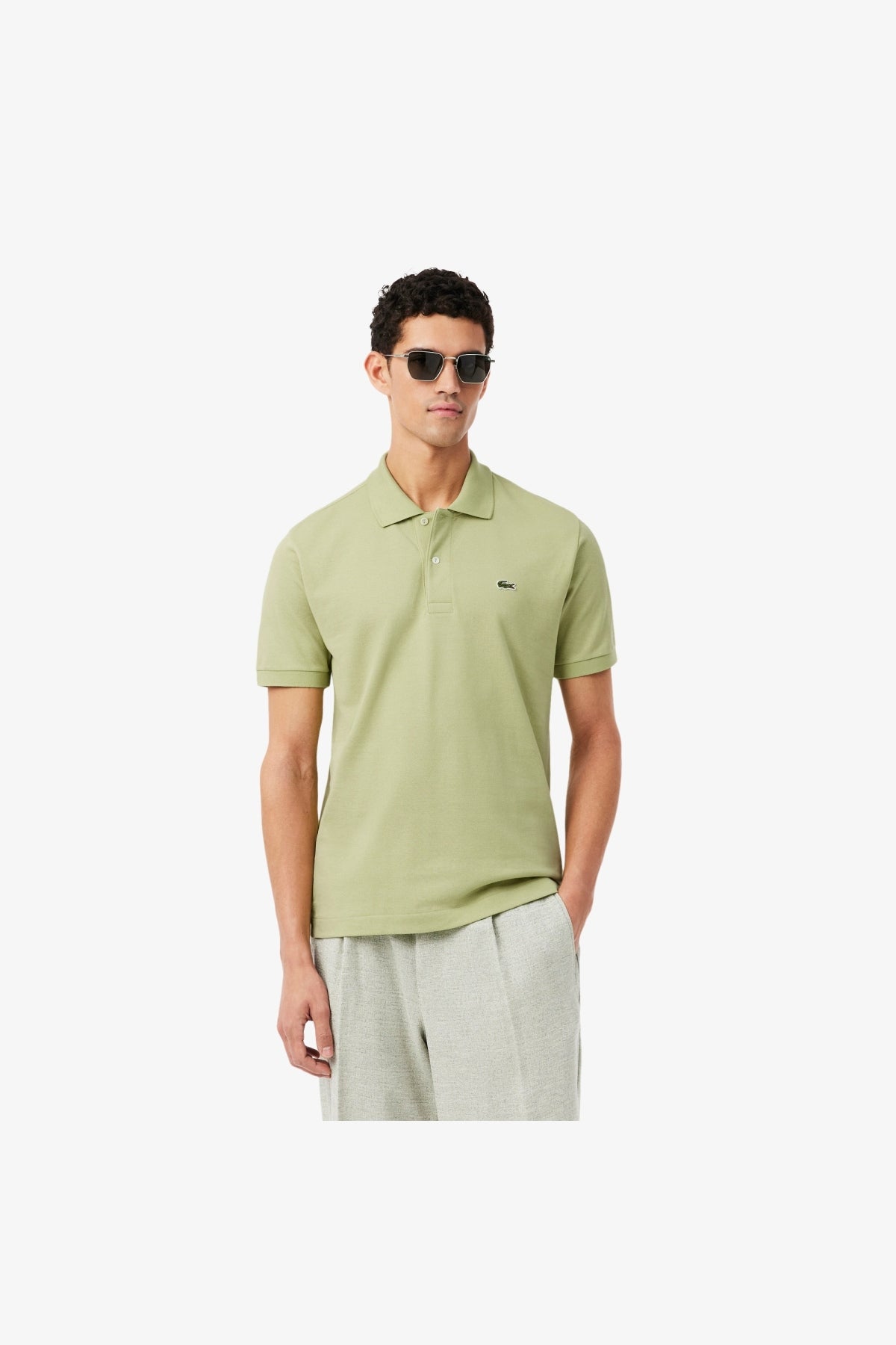 LACOSTE L1212 SHORT SLEEVED RIBBED COLLAR S en color VERDE (3)