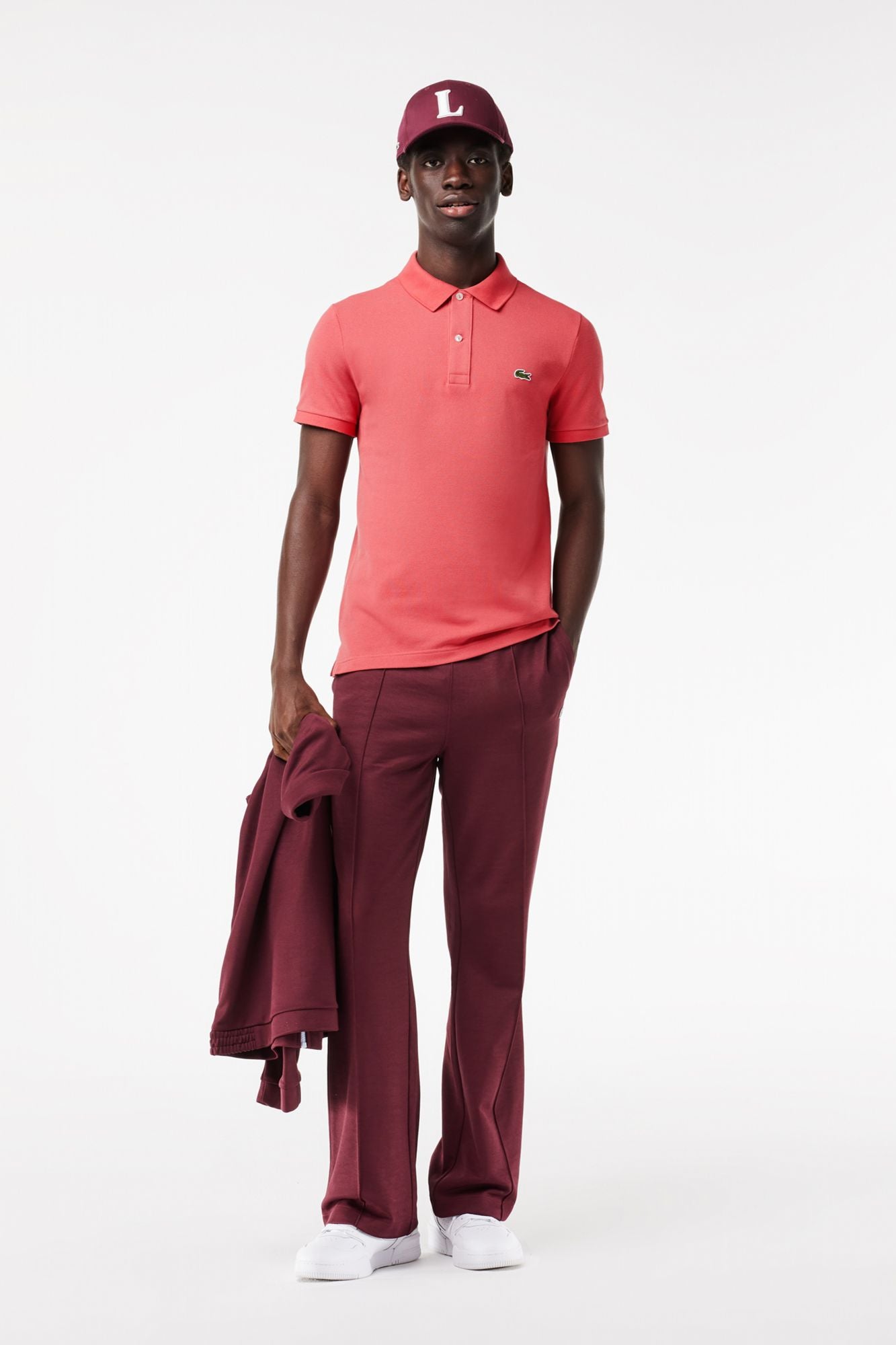 LACOSTE L1212 SHORT SLEEVED RIBBED COLLAR S en color ROSA (4)
