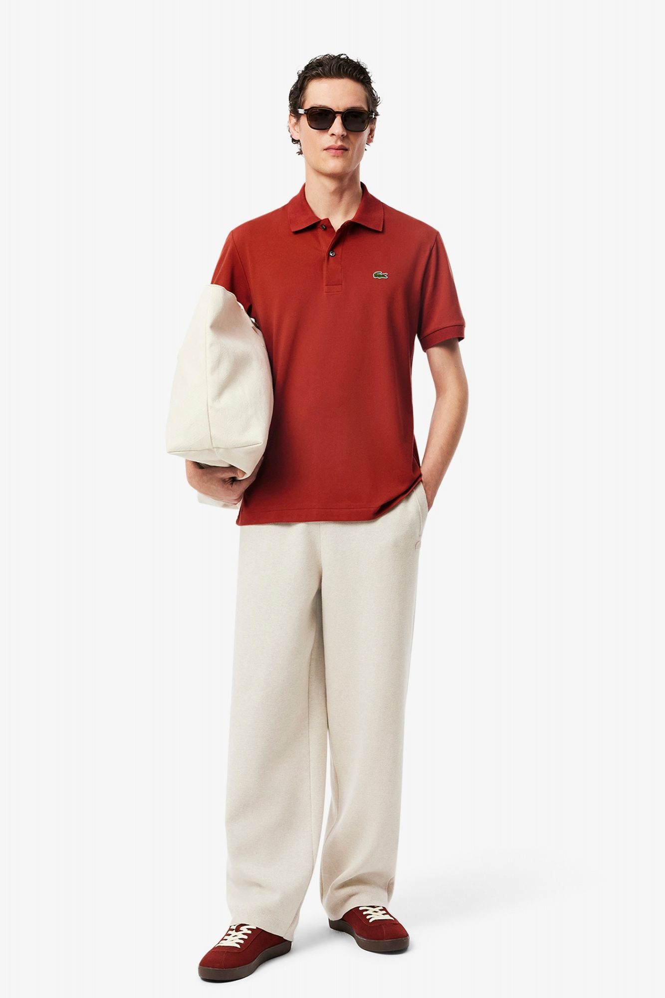 LACOSTE SHORT SLEEVED RIBBED COLLAR en color ROJO (4)