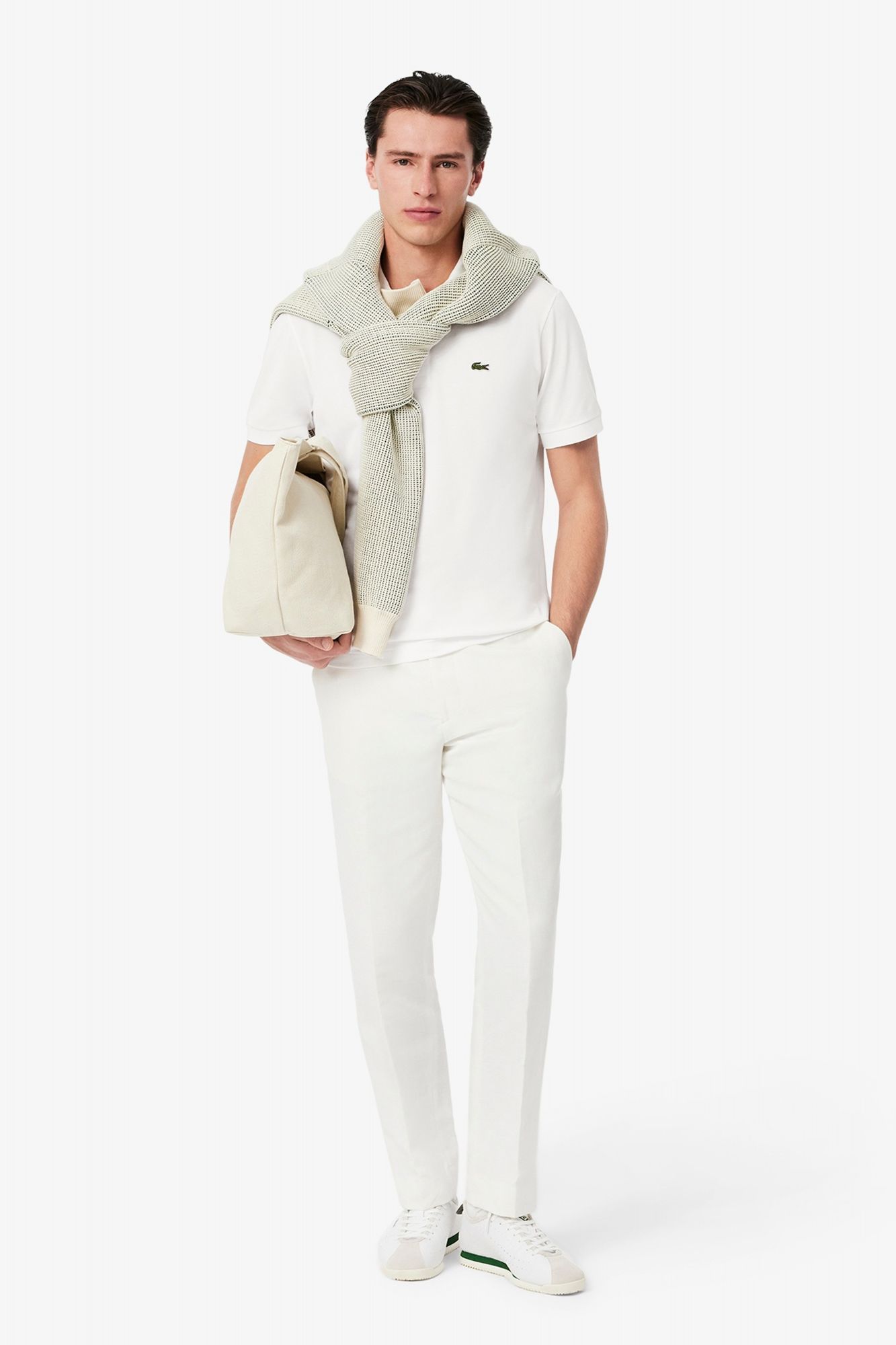 LACOSTE SHORT SLEEVED RIBBED COLLAR en color BLANCO (4)