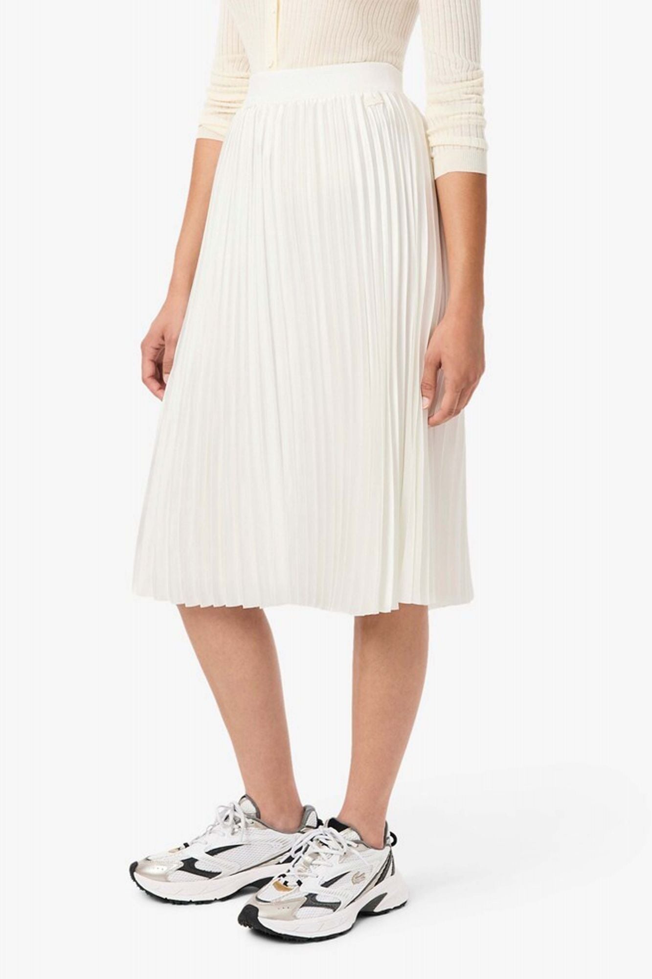 LACOSTE PLEATED SATIN MIDI SKIRT en color BLANCO (1)