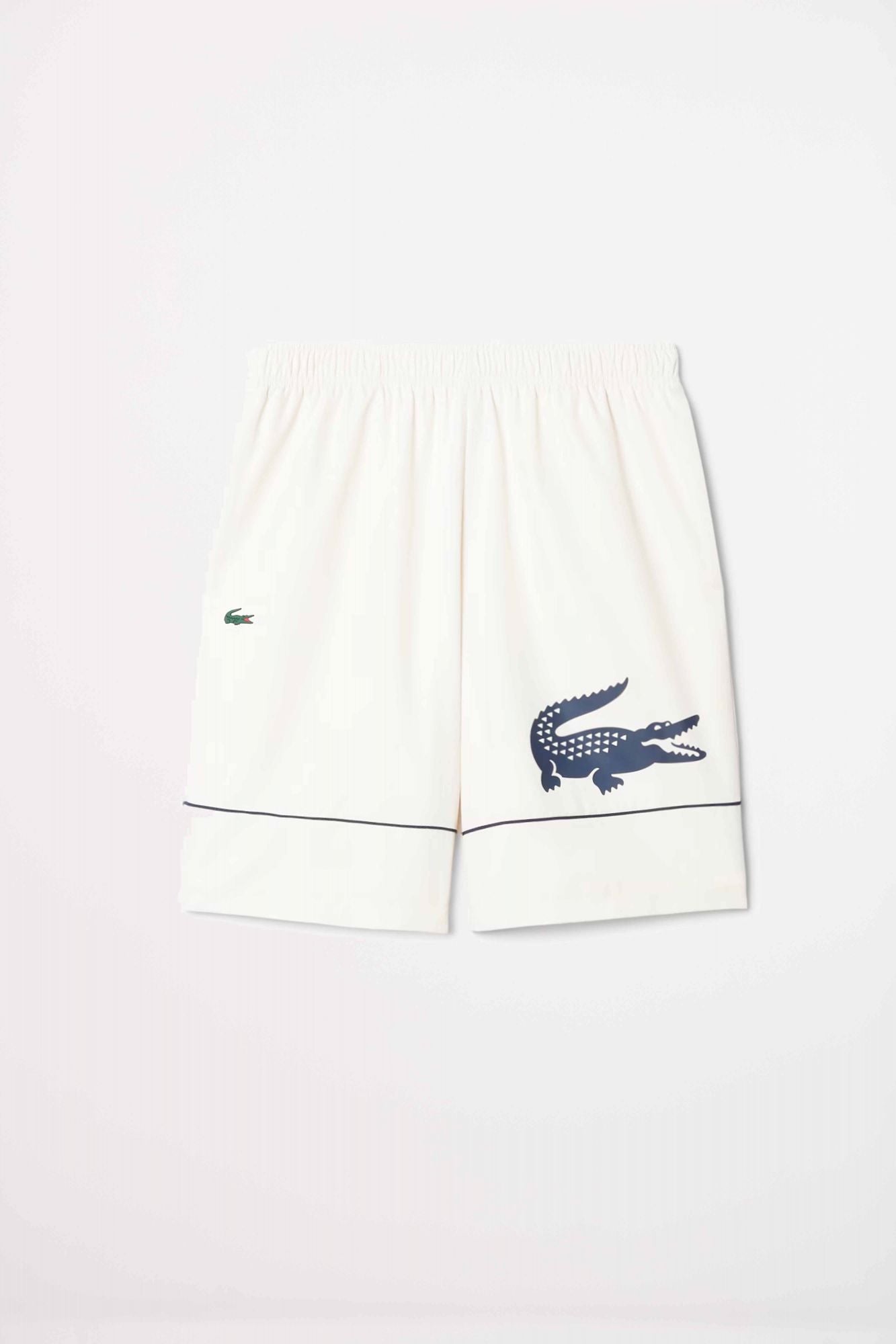 LACOSTE PRINTED DIAMOND TAFFETA TENNIS SHORTS en color BLANCO (2)
