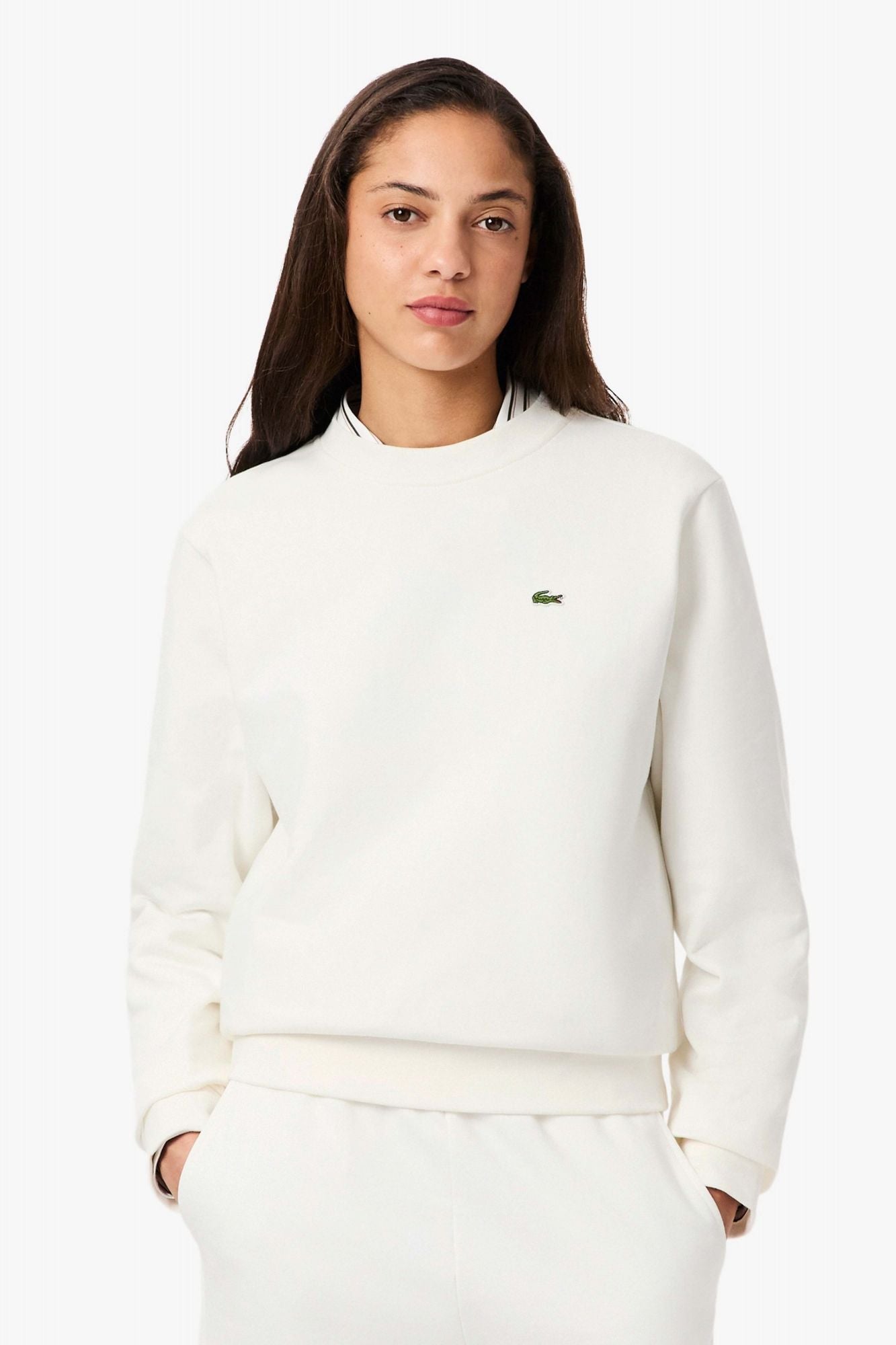 LACOSTE RELAXED FIT FLEECE CREW NECK en color BLANCO (1)