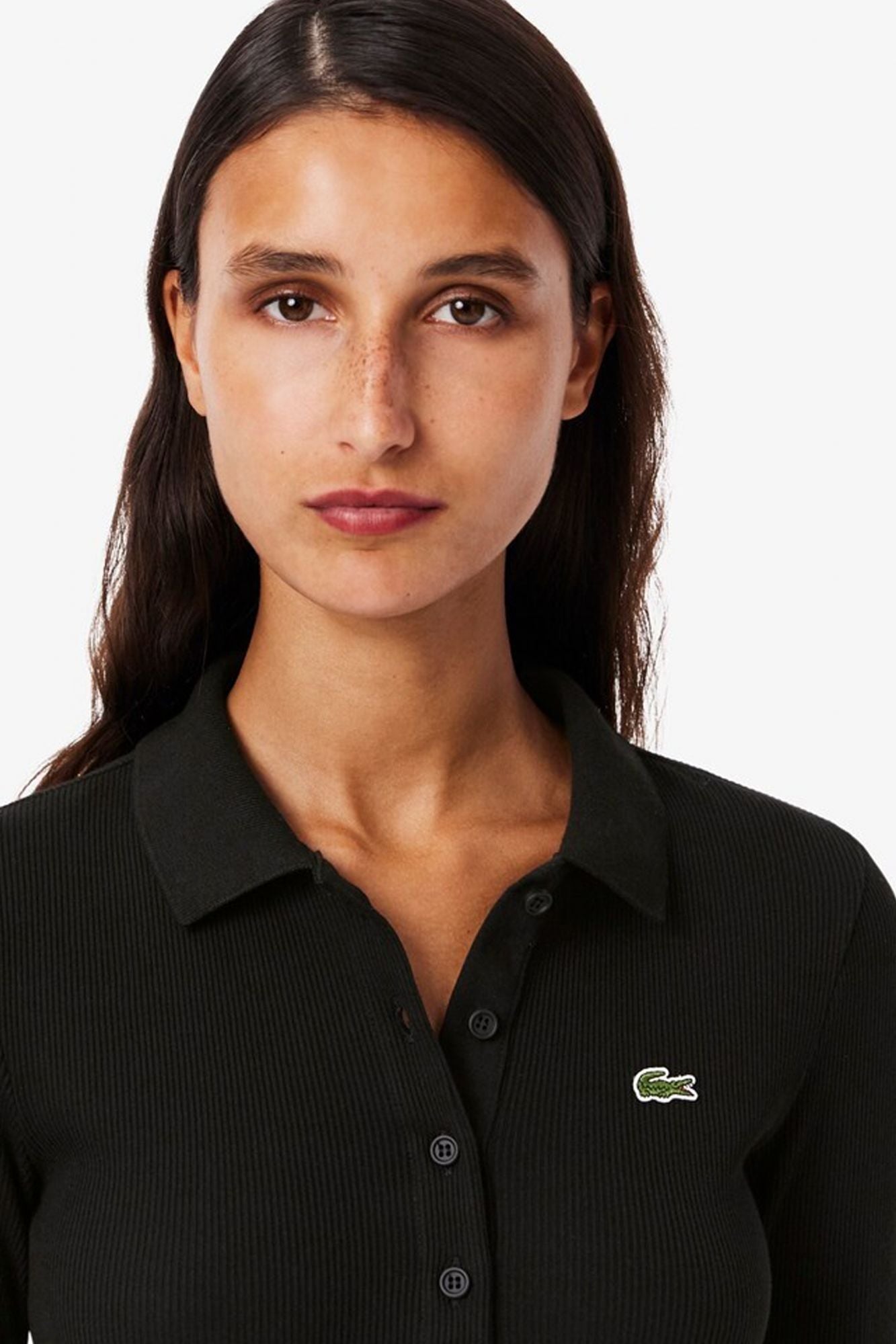 LACOSTE RIBBED COLLAR SHIRT en color NEGRO (4)