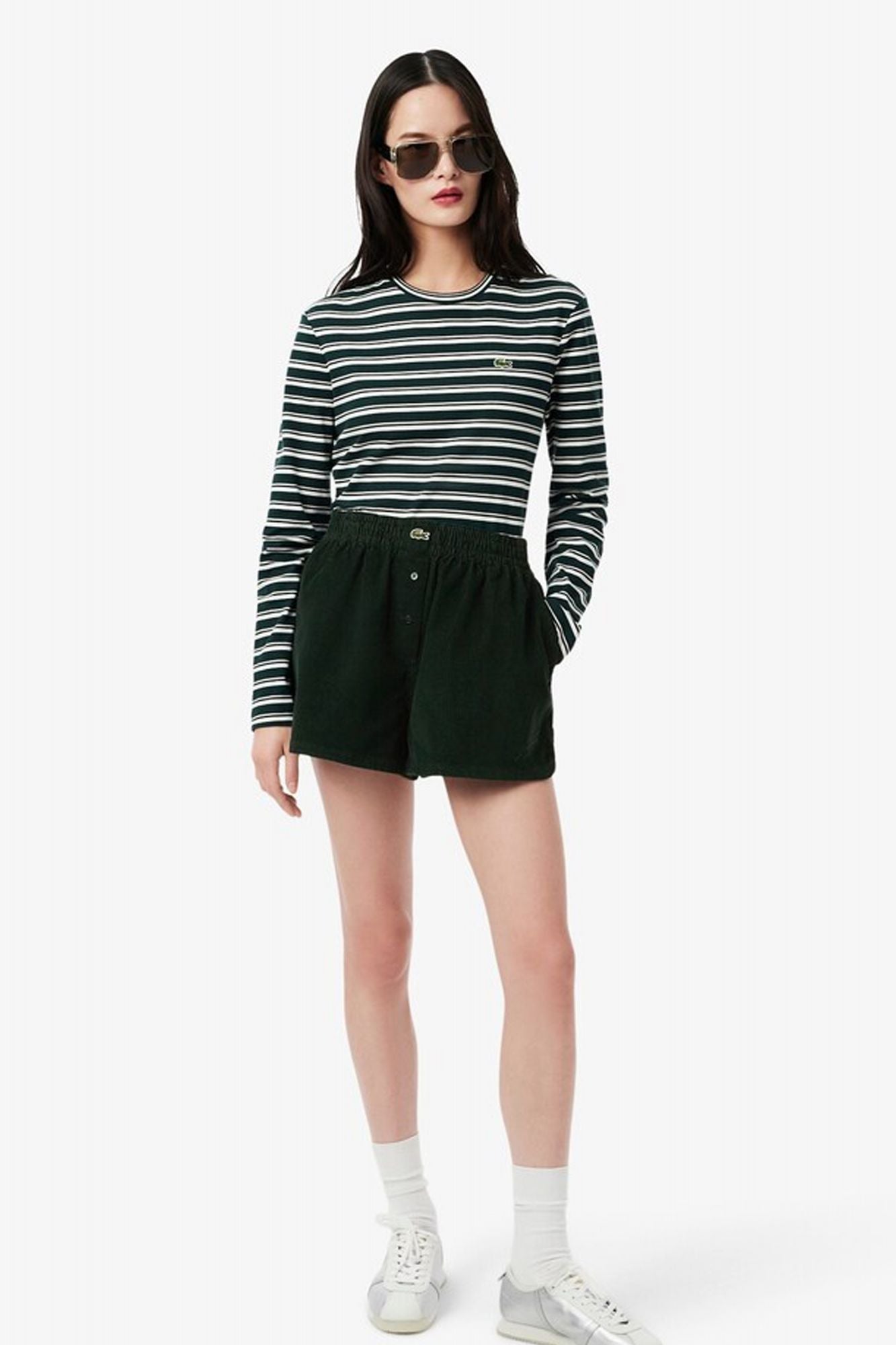 LACOSTE RELAXED FIT CORDUROY SHORTS en color VERDE (1)