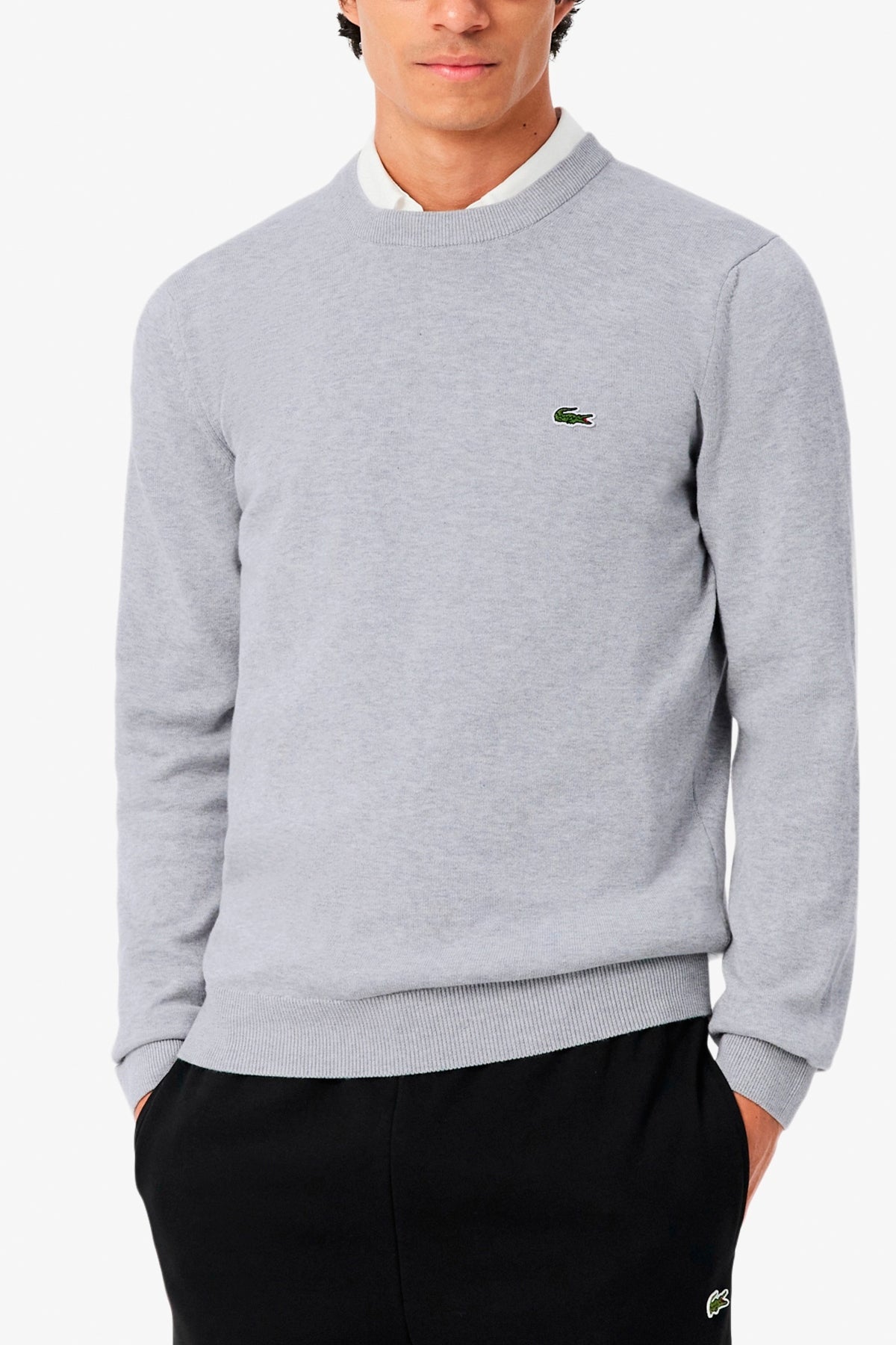 LACOSTE AH1985 CREWNECKS SWEATERS en color GRIS (1)