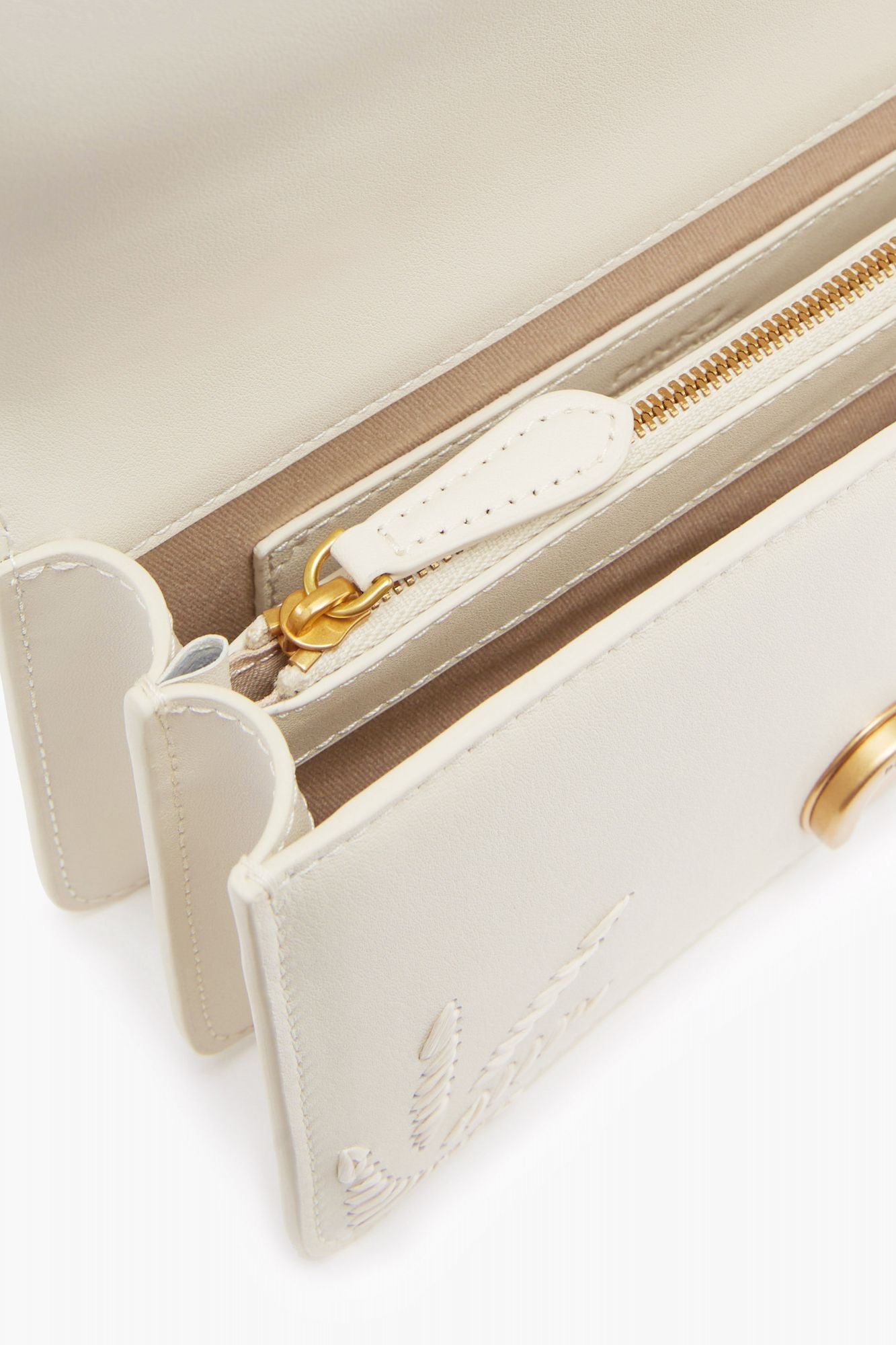 PINKO MINI LOVE BAG SMALL SHOULDER BAG WITH RAFFIA EMBROIDERY en color BLANCO (3)