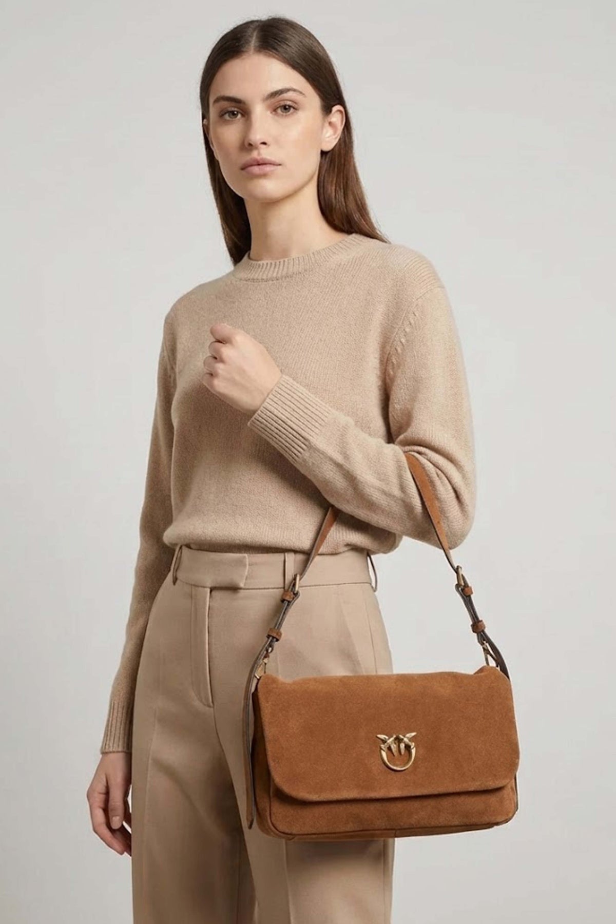 PINKO CLICK SOFT BAGUETTE en color MARRON (1)