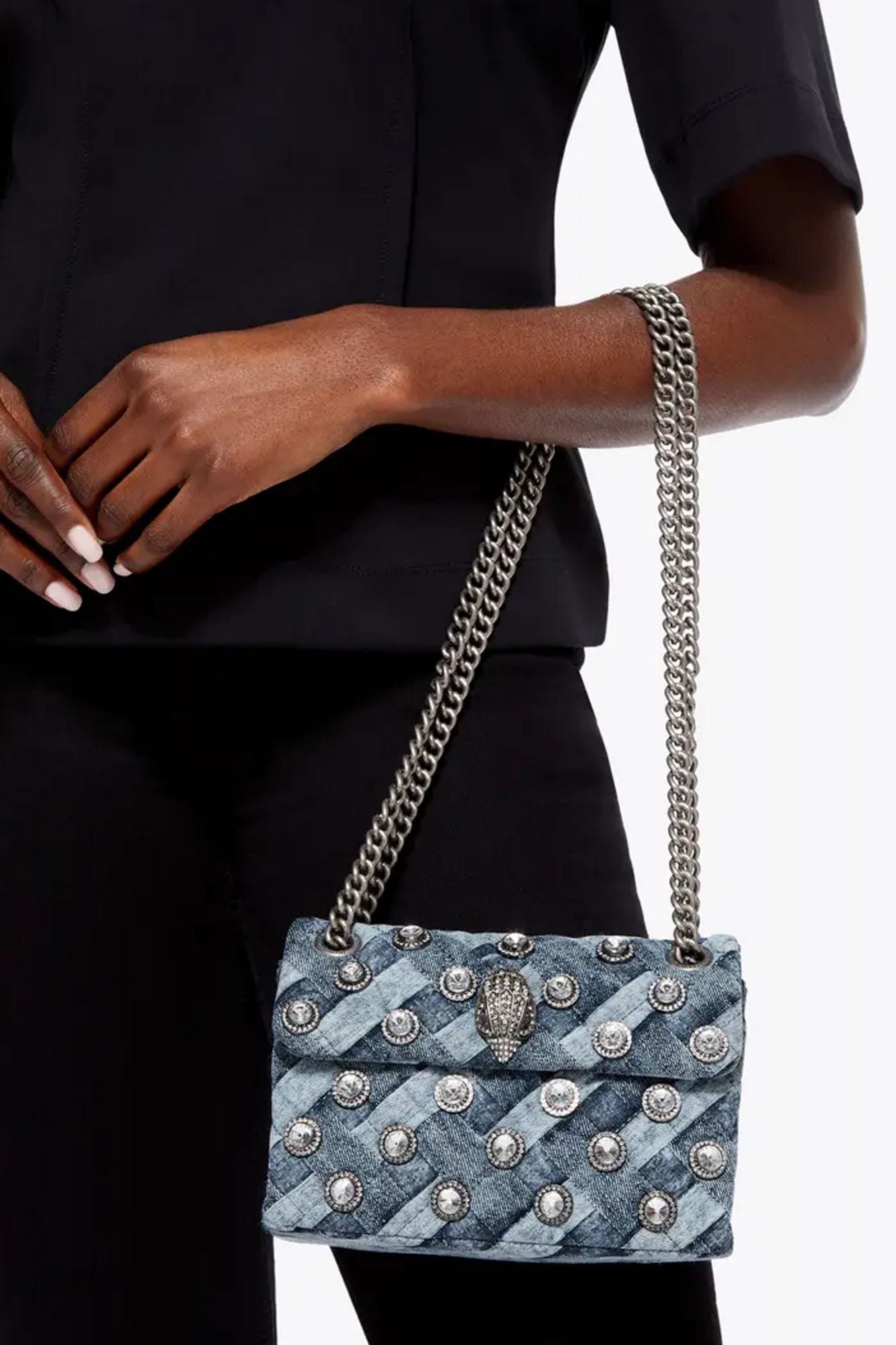 KURT GEIGER LONDON CRYSTALS MINI KENSINGTON en color AZUL (4)