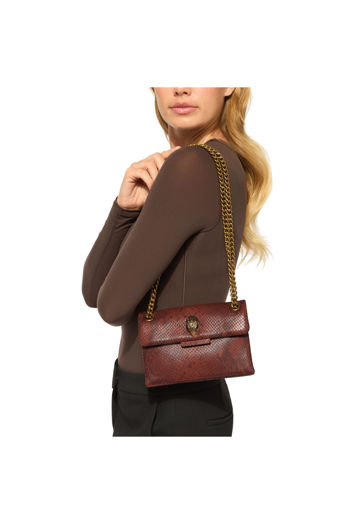 KURT GEIGER LONDON LEATHER MINI KENSINGTON en color MARRON (1)