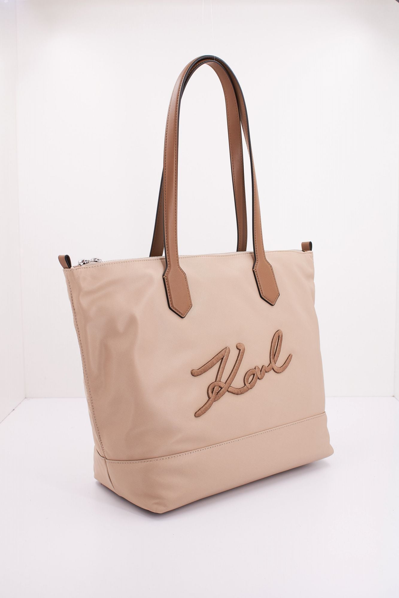 KARL LAGERFELD K/SIGNATURE NYLON MD TOTE en color MARRON CLARO (2)