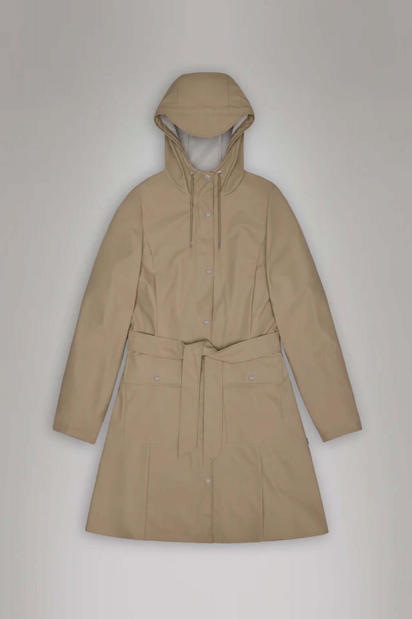 RAINS CURVE LONG JACKET W3 en color BEIS (2)