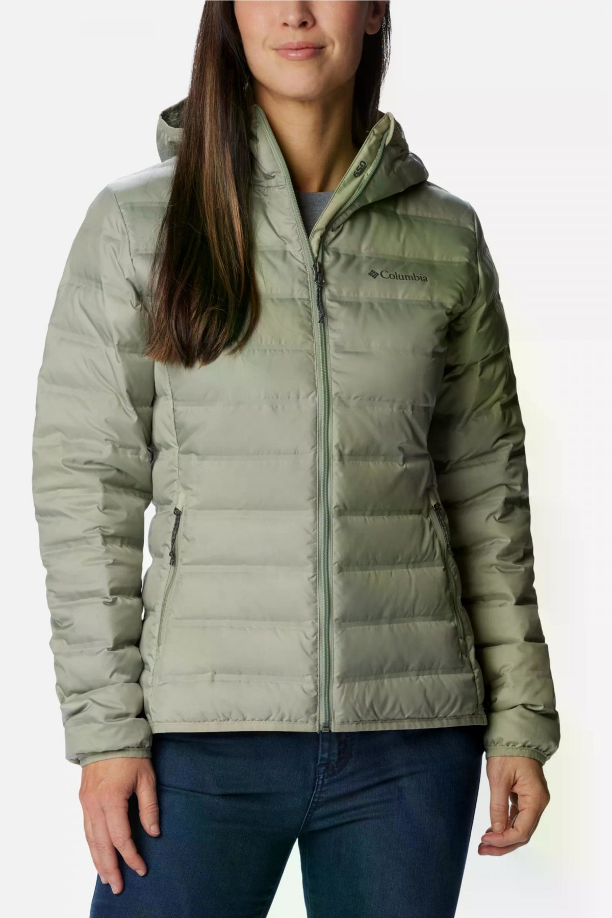 COLUMBIA LAKE 22 II DOWN HOODED JA en color VERDE (1)