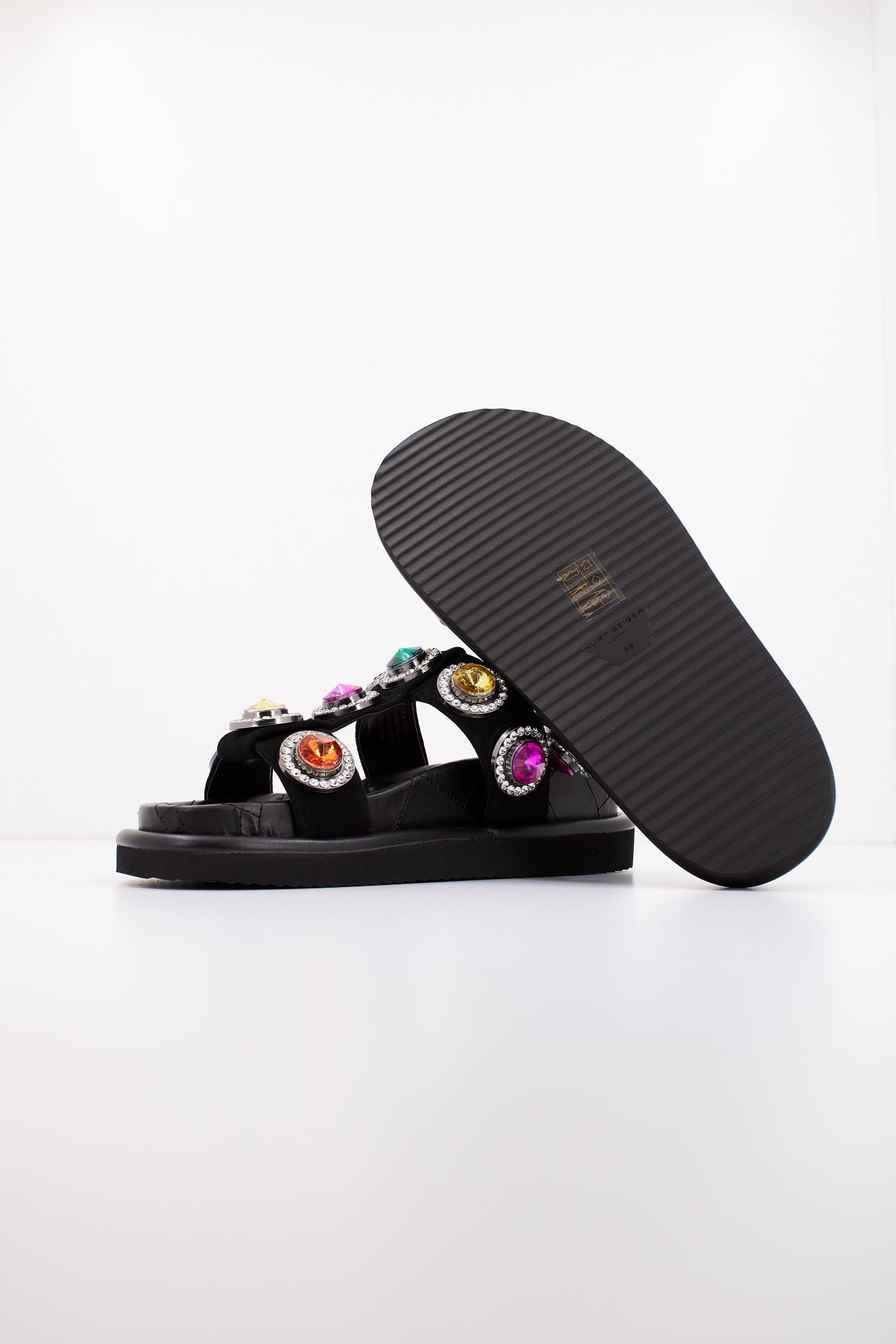 KURT GEIGER LONDON ORSON CRYSTAL SANDAL en color NEGRO (4)