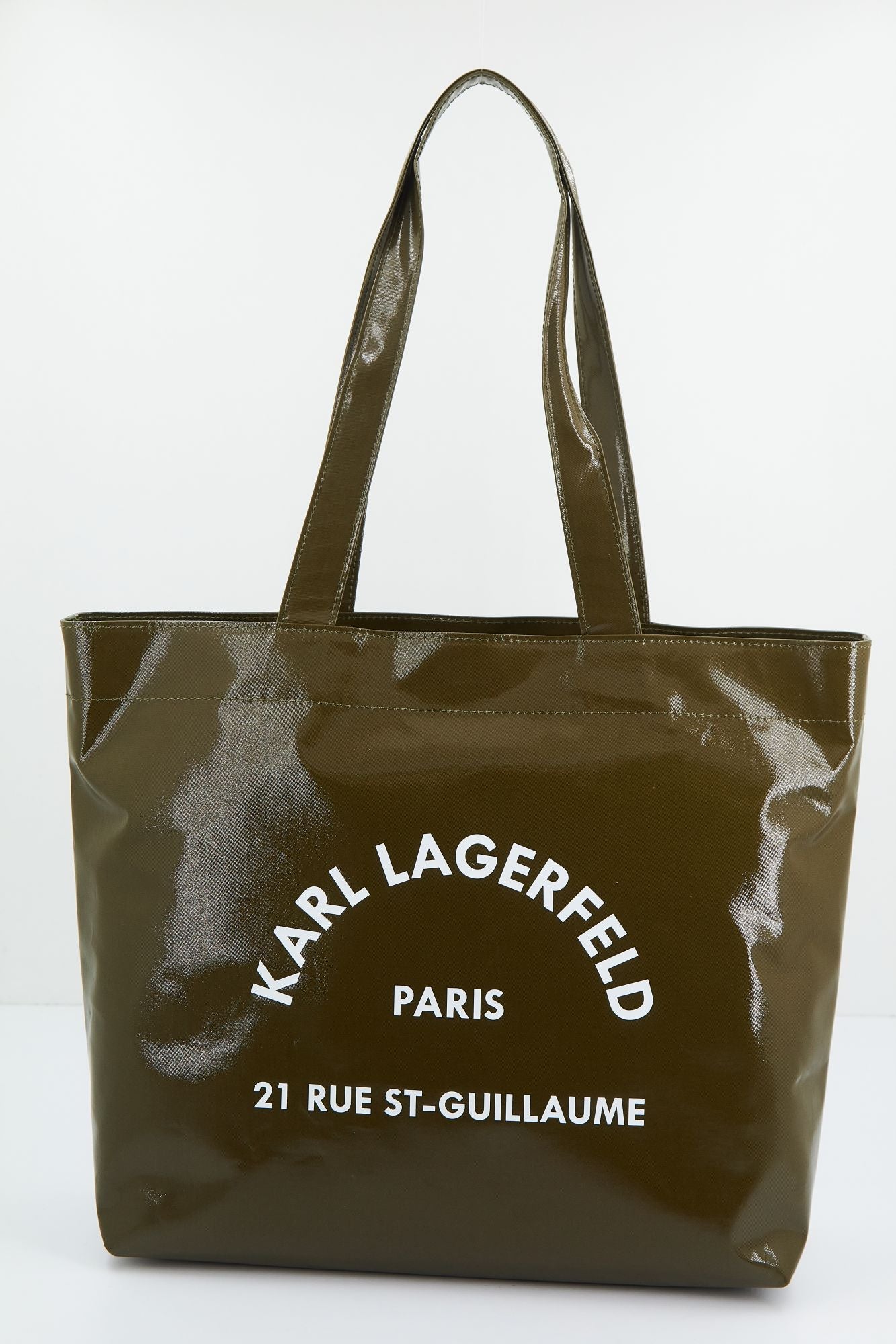 KARL LAGERFELD RSG SHINY TWILL SHOPPER en color VERDE (1)