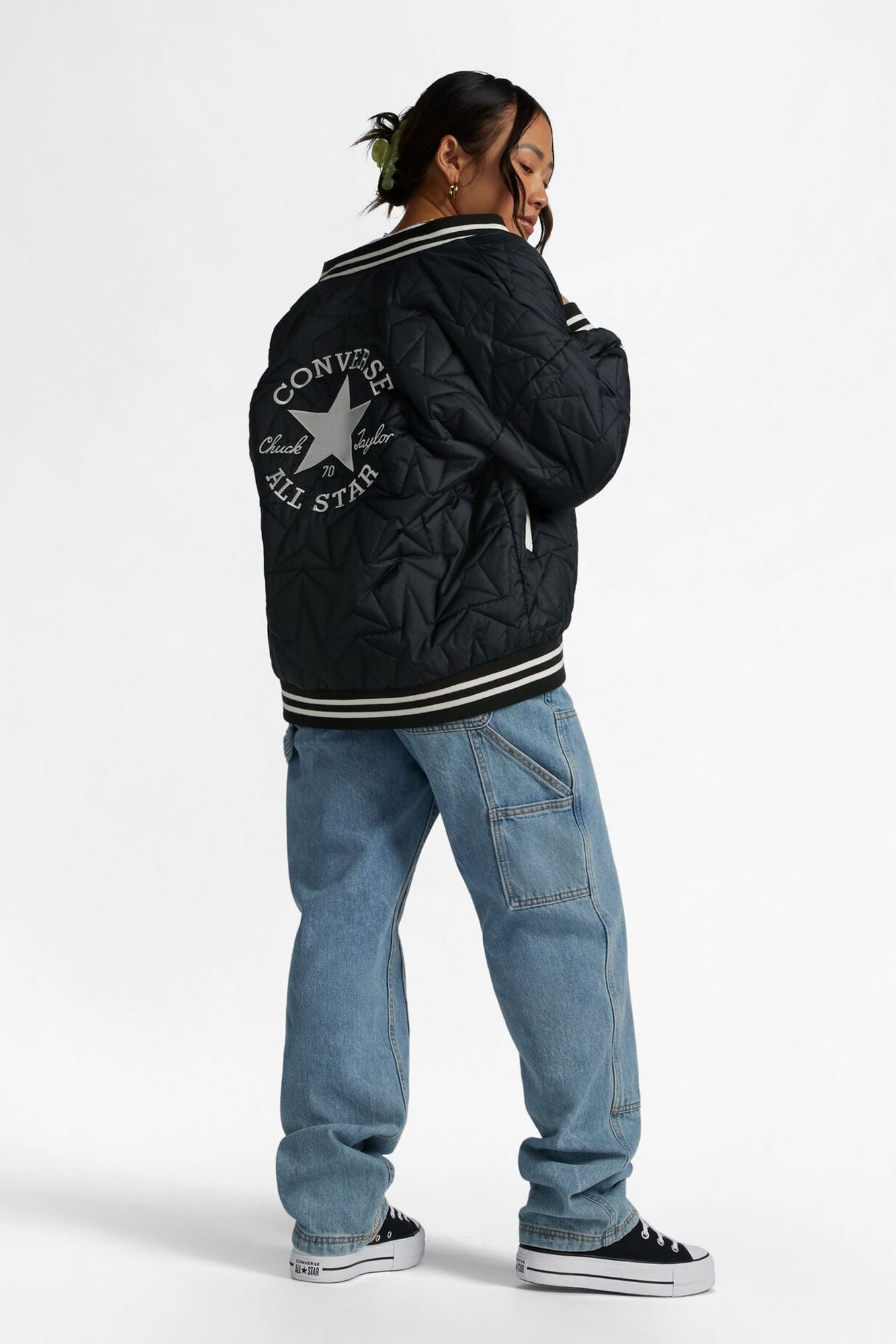 CONVERSE PADDED BASEBALL JACKET en color NEGRO (4)