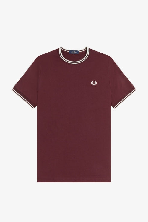 FRED PERRY  TWIN TIPPED T-SHIRT en color BURDEOS (4)