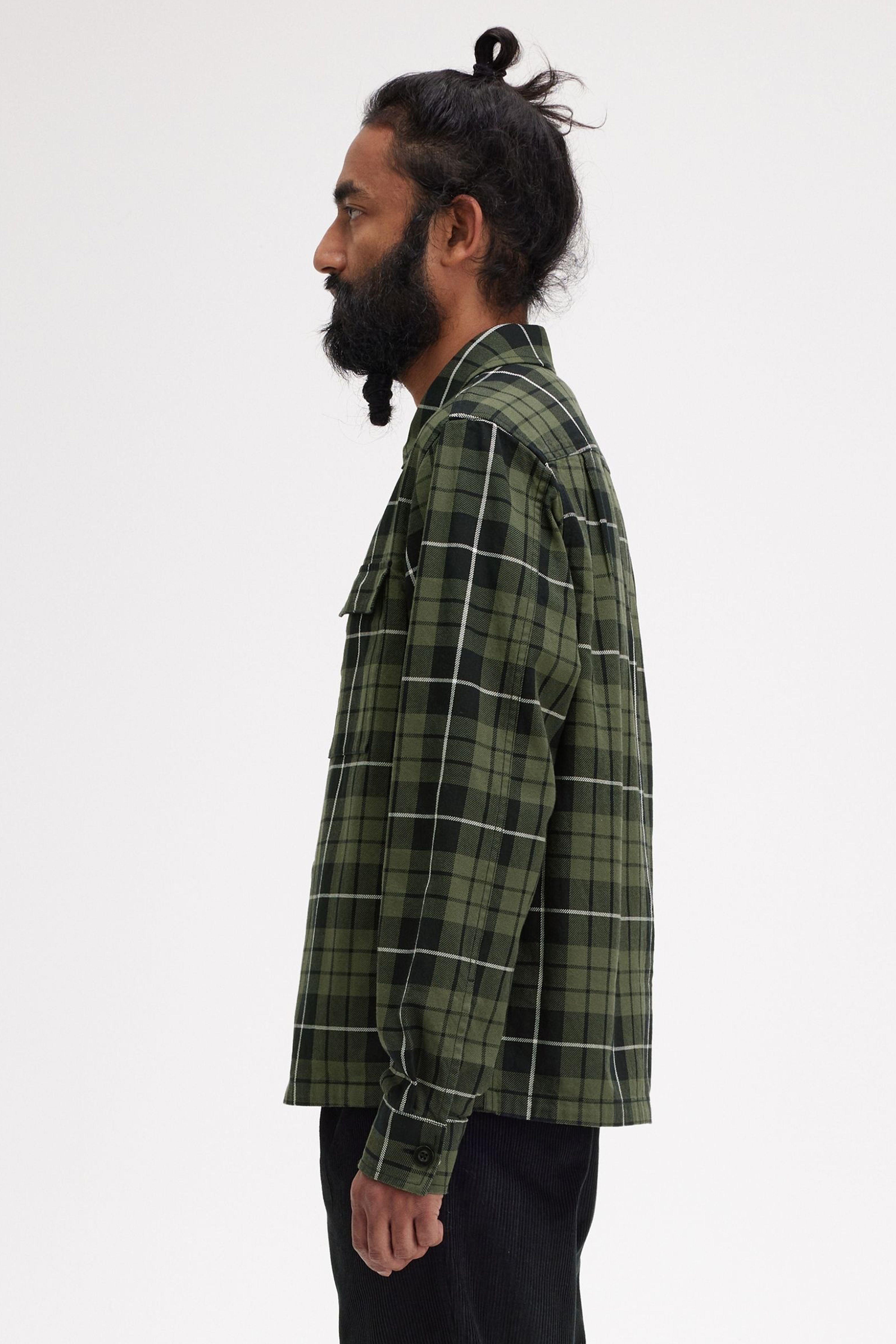 FRED PERRY CHECK OVERSHIRT en color VERDE (3)