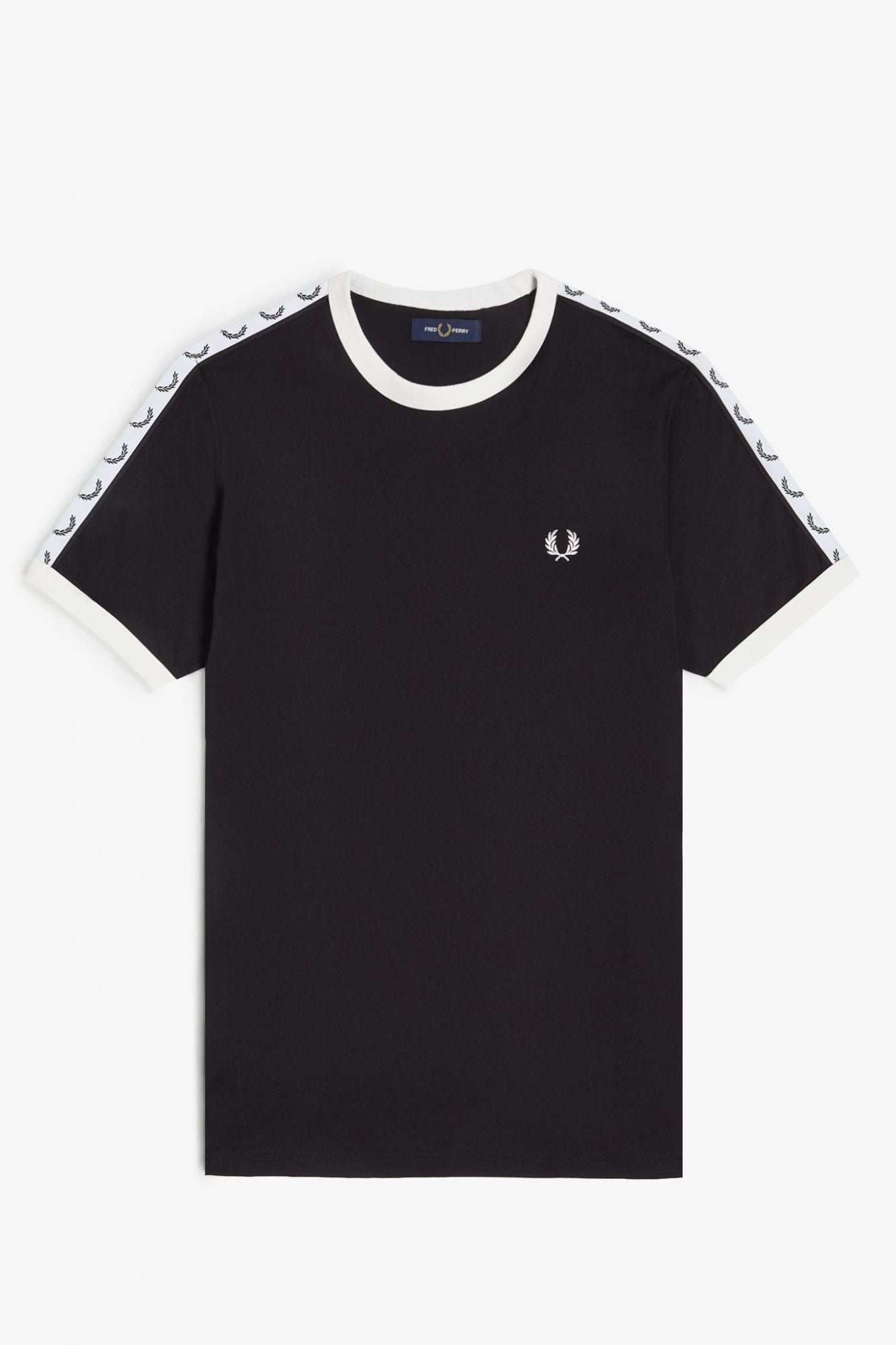 FRED PERRY  TAPED RINGER T-SHIRT en color NEGRO (2)