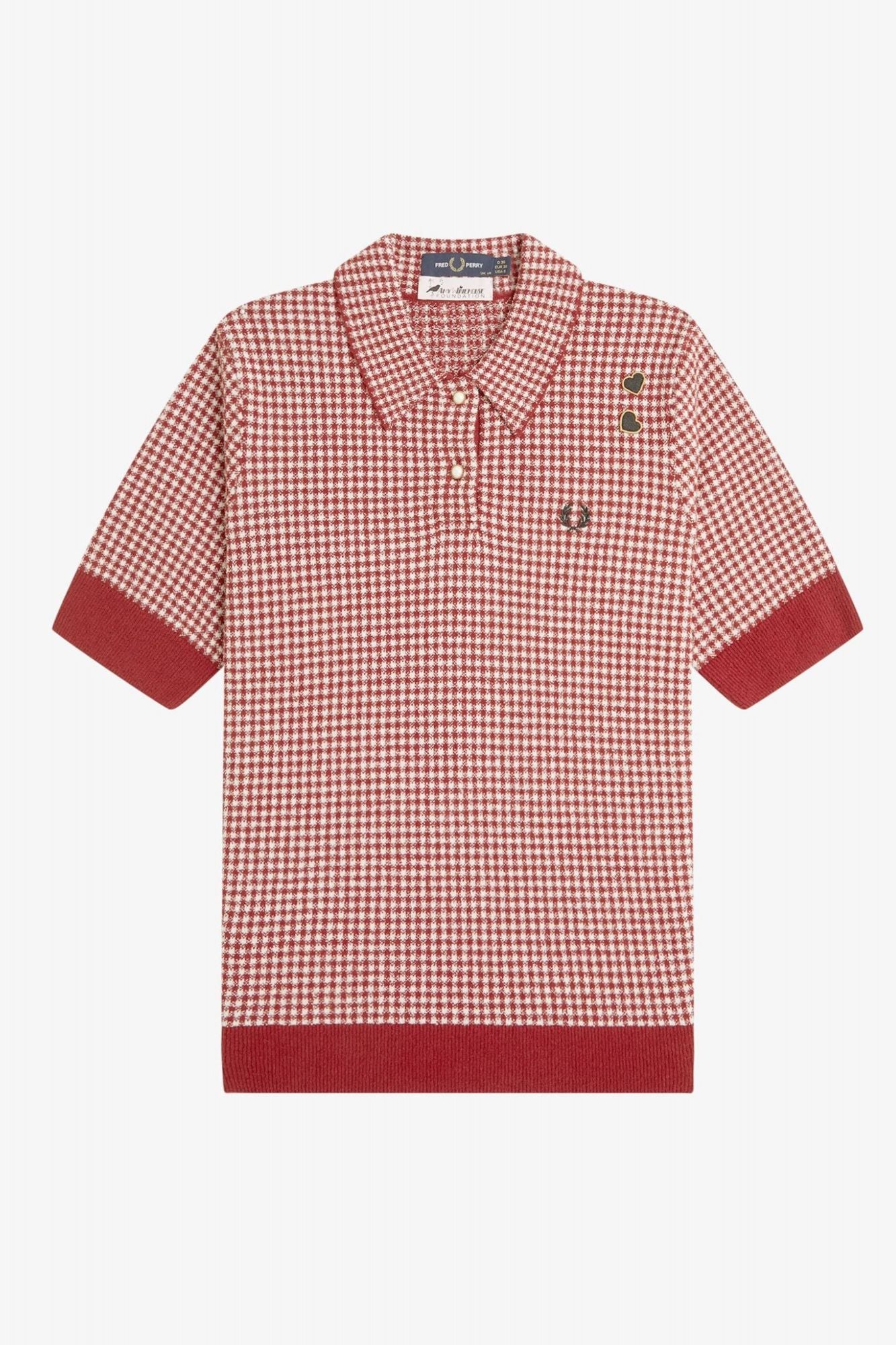 FRED PERRY GINGHAM KNITTED SHIRT en color ROJO (2)