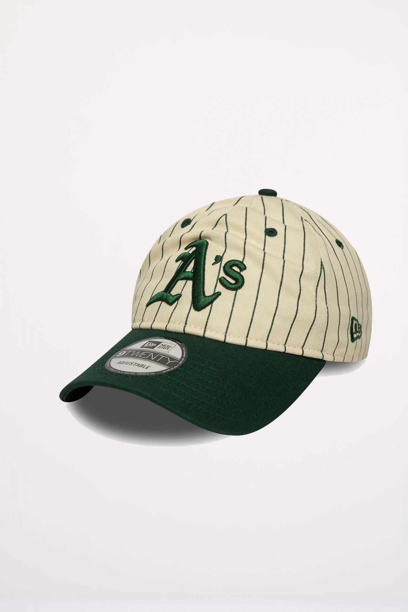 NEW ERA OAKLAND ATHLETICS MLB PINSTRIPE DARK GREEN 9TWENTY  en color BEIS (1)