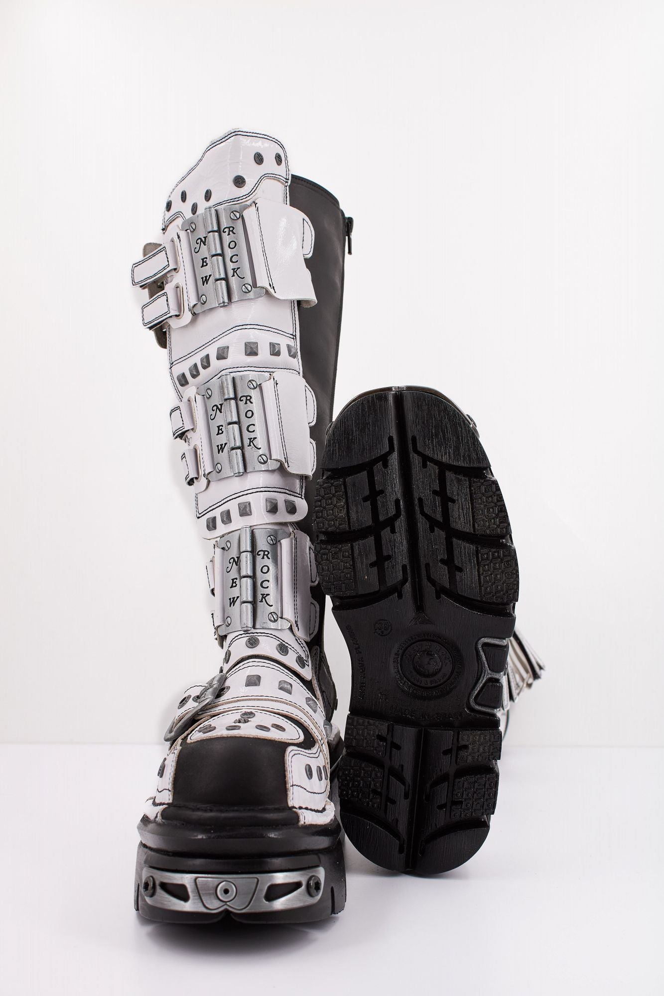 NEW ROCK  HIGH BOOT METALLIC M800 C2 HIGH en color BLANCO (5)