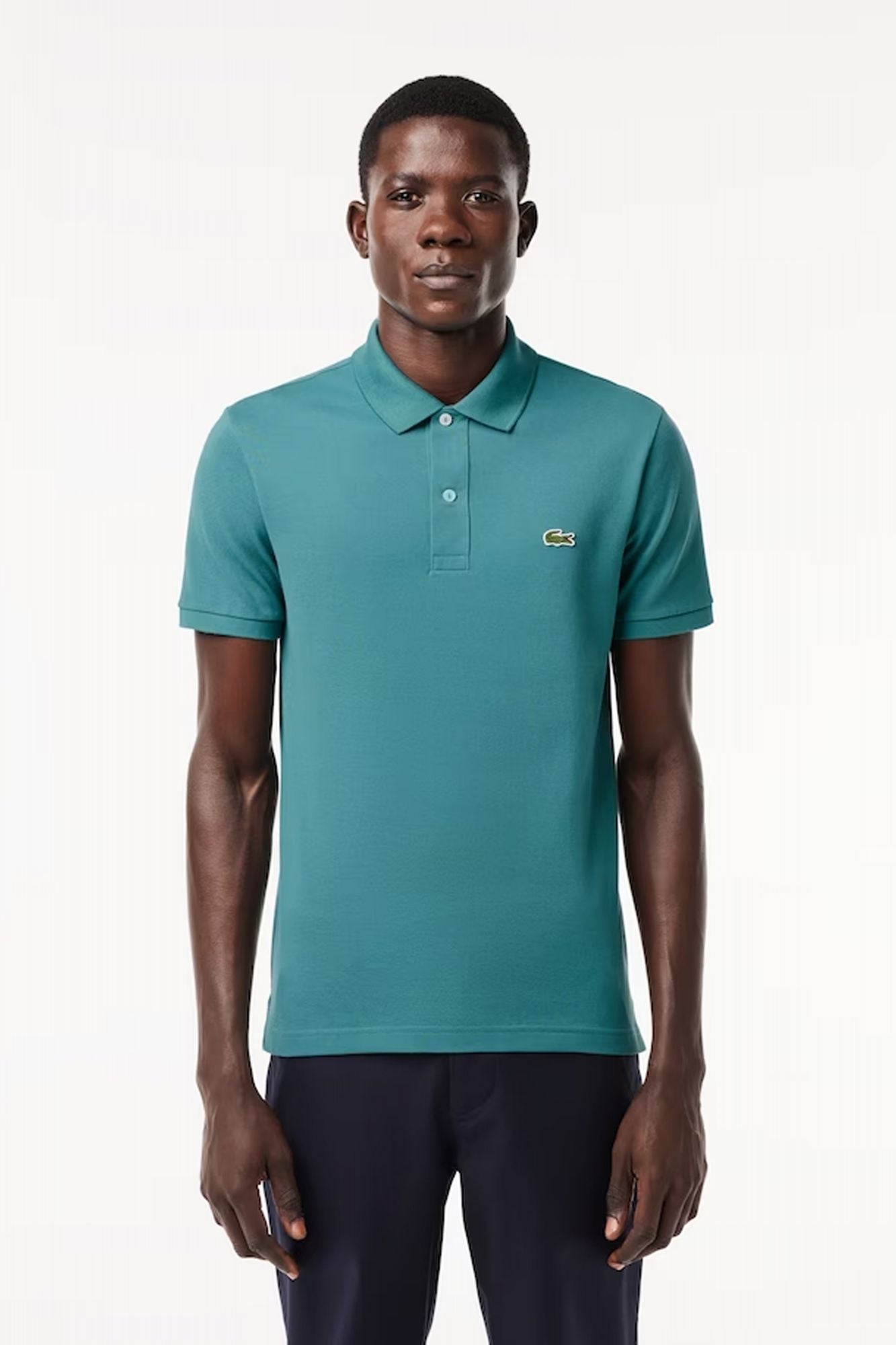 LACOSTE L1212 SHORT SLEEVED RIBBED COLLAR S en color AZUL (1)