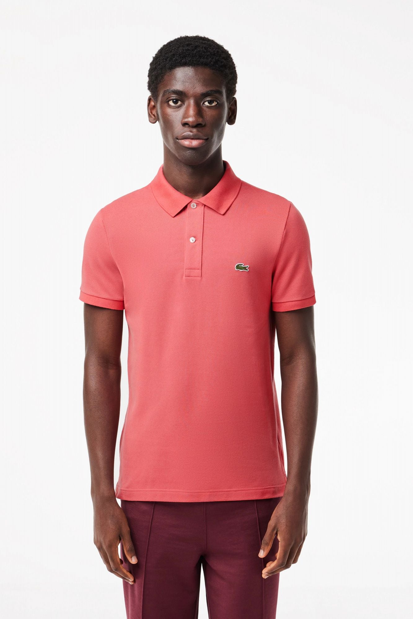 LACOSTE L1212 SHORT SLEEVED RIBBED COLLAR S en color ROSA (1)