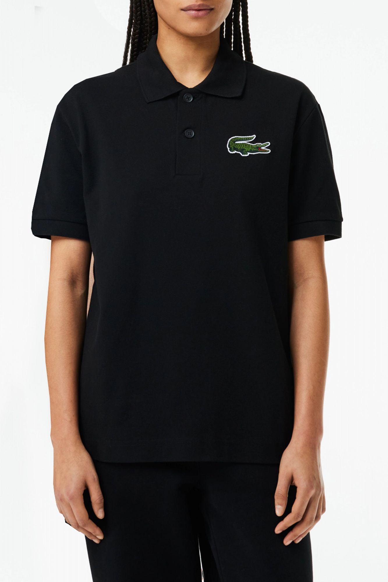LACOSTE SHORT SLEEVED RIBBED COLLAR en color NEGRO (1)