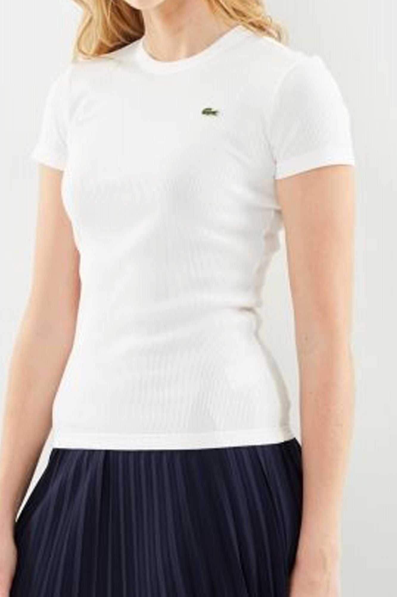 LACOSTE SLIM FIT RIBBED COTTON T-SHIRT en color BLANCO (4)