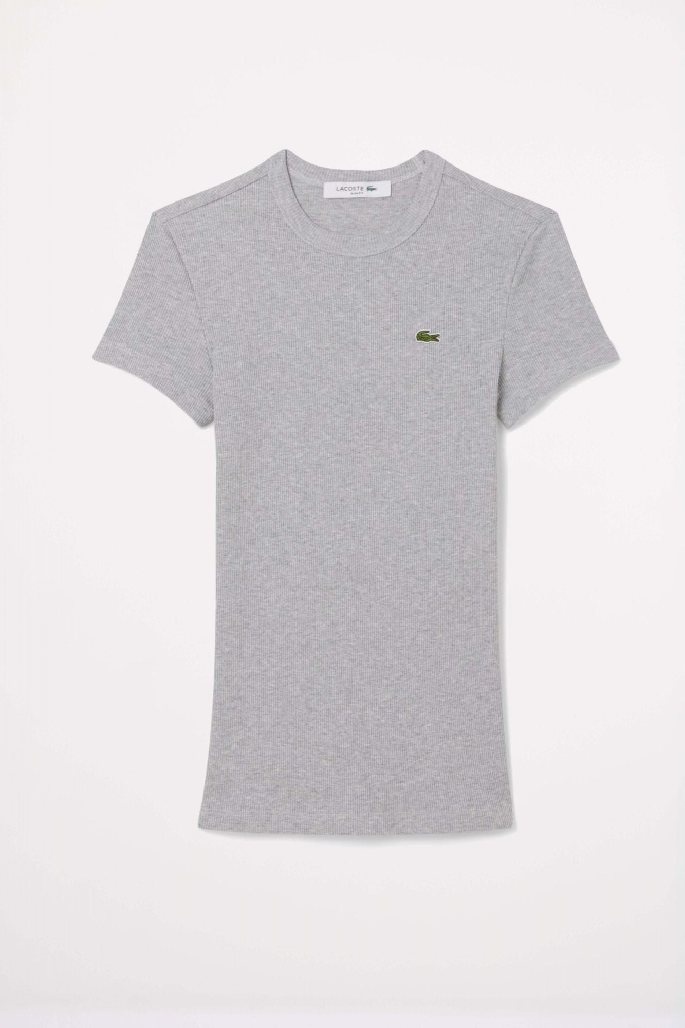 LACOSTE SLIM FIT RIBBED COTTON T-SHIRT en color GRIS (1)