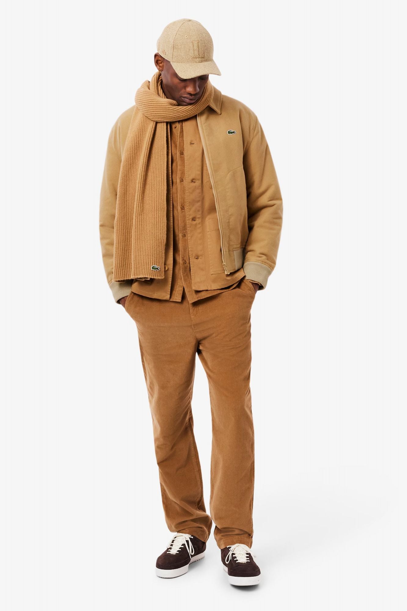LACOSTE PADDED MOLESKIN JACKET  en color MARRON CLARO (4)