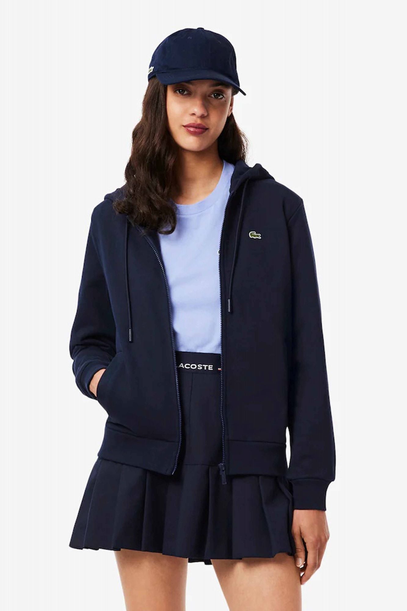 LACOSTE ZIPPED FLEECE HOODIE en color AZUL (1)