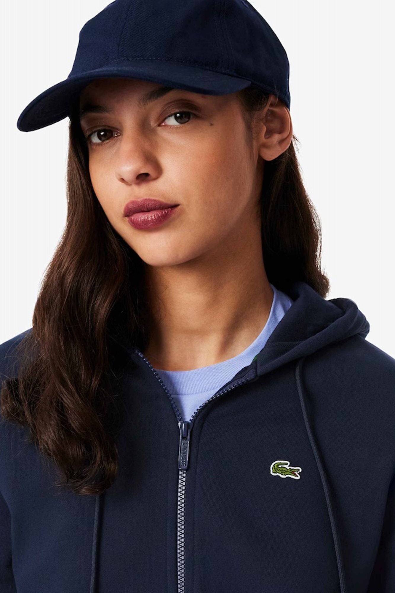 LACOSTE ZIPPED FLEECE HOODIE en color AZUL (4)