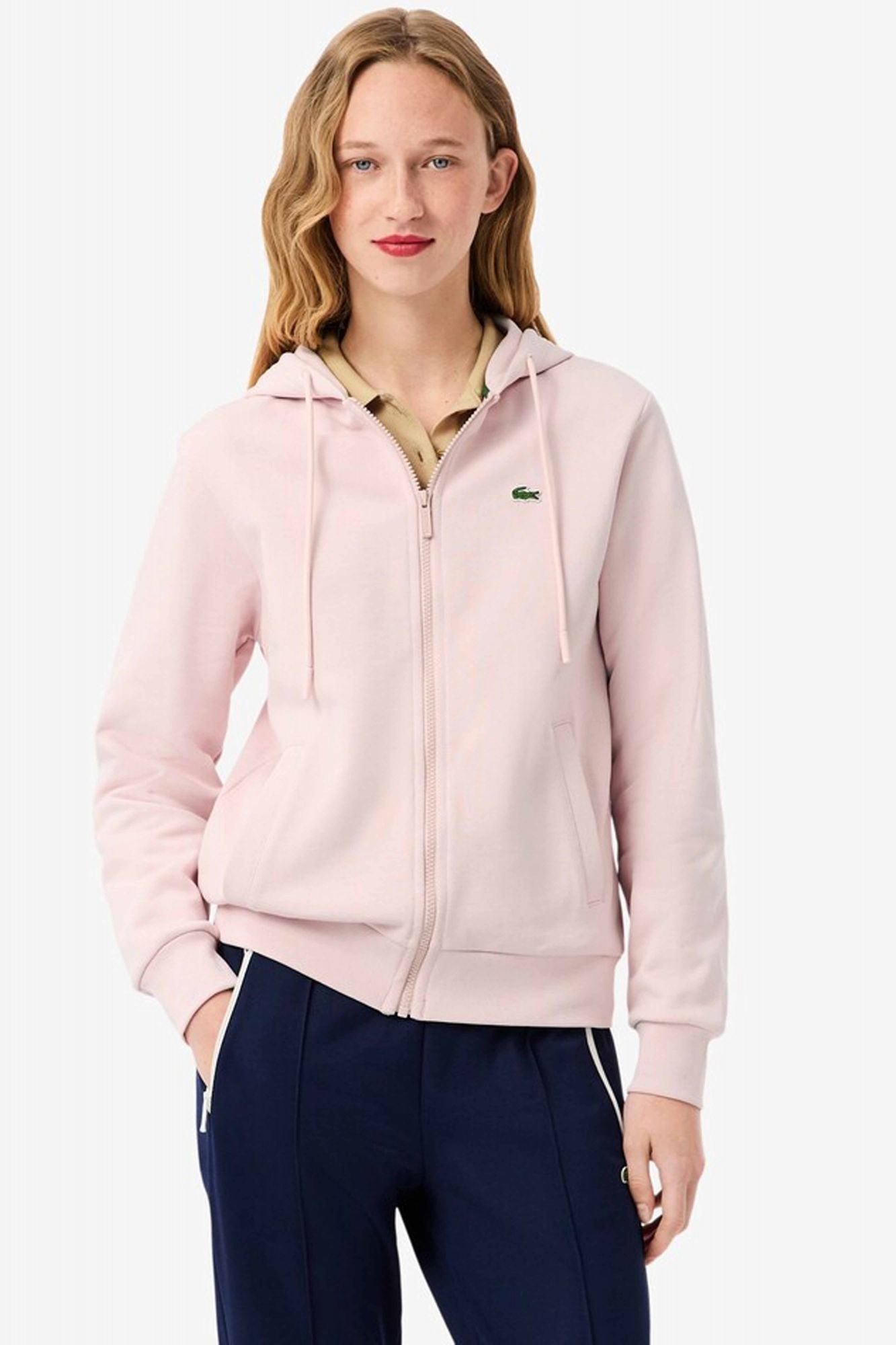 LACOSTE ZIPPED FLEECE HOODIE en color ROSA (1)
