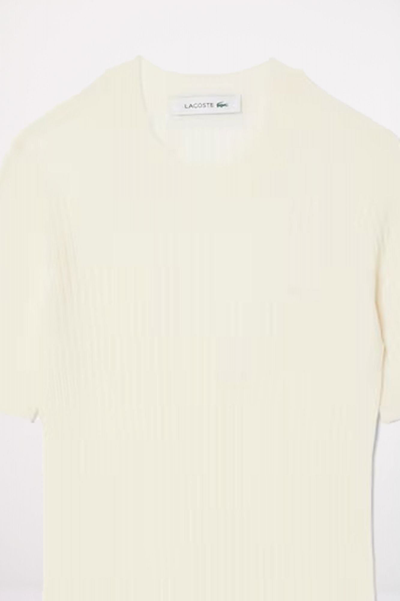 LACOSTE MERINO WOOL RIBBED SHORT SLEEVE SWEATER en color BLANCO (2)