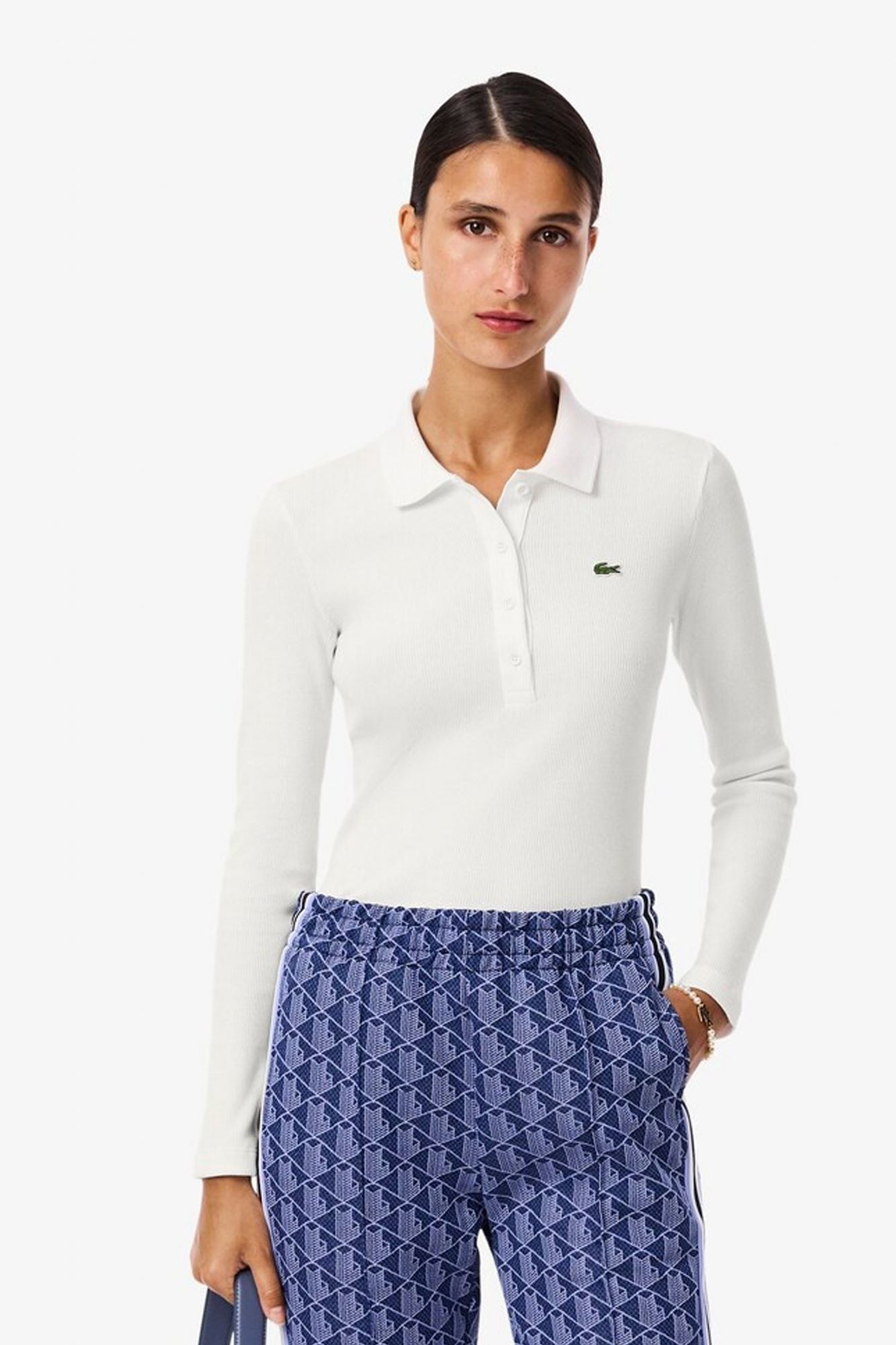 LACOSTE  RIBBED COLLAR SHIRT  en color BLANCO (1)