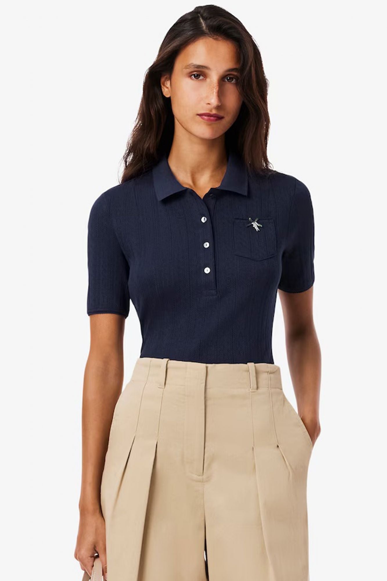 LACOSTE RIBBED COLLAR SHIRT en color AZUL (1)