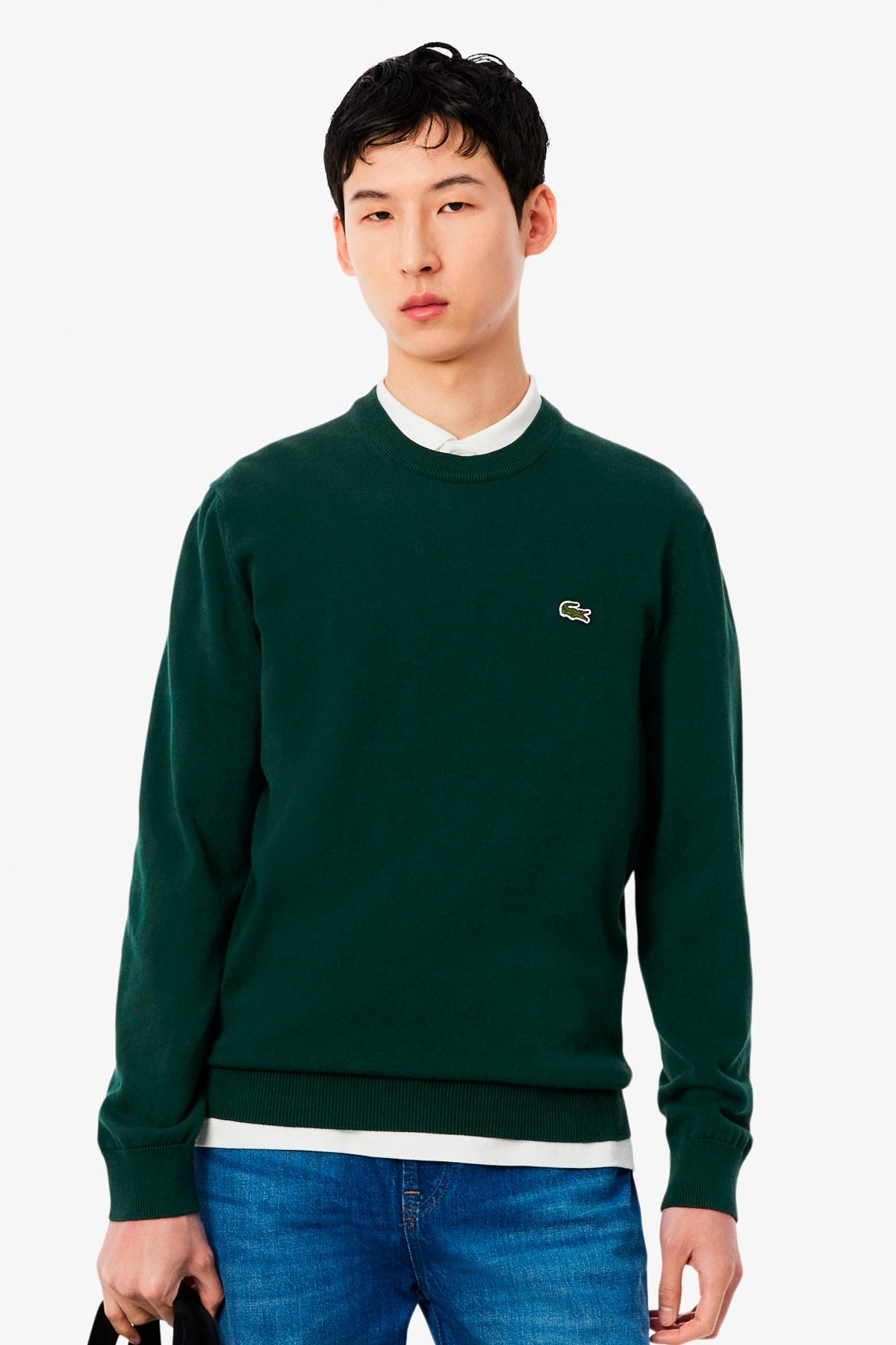 LACOSTE AH1985 CREWNECKS SWEATERS en color VERDE (1)