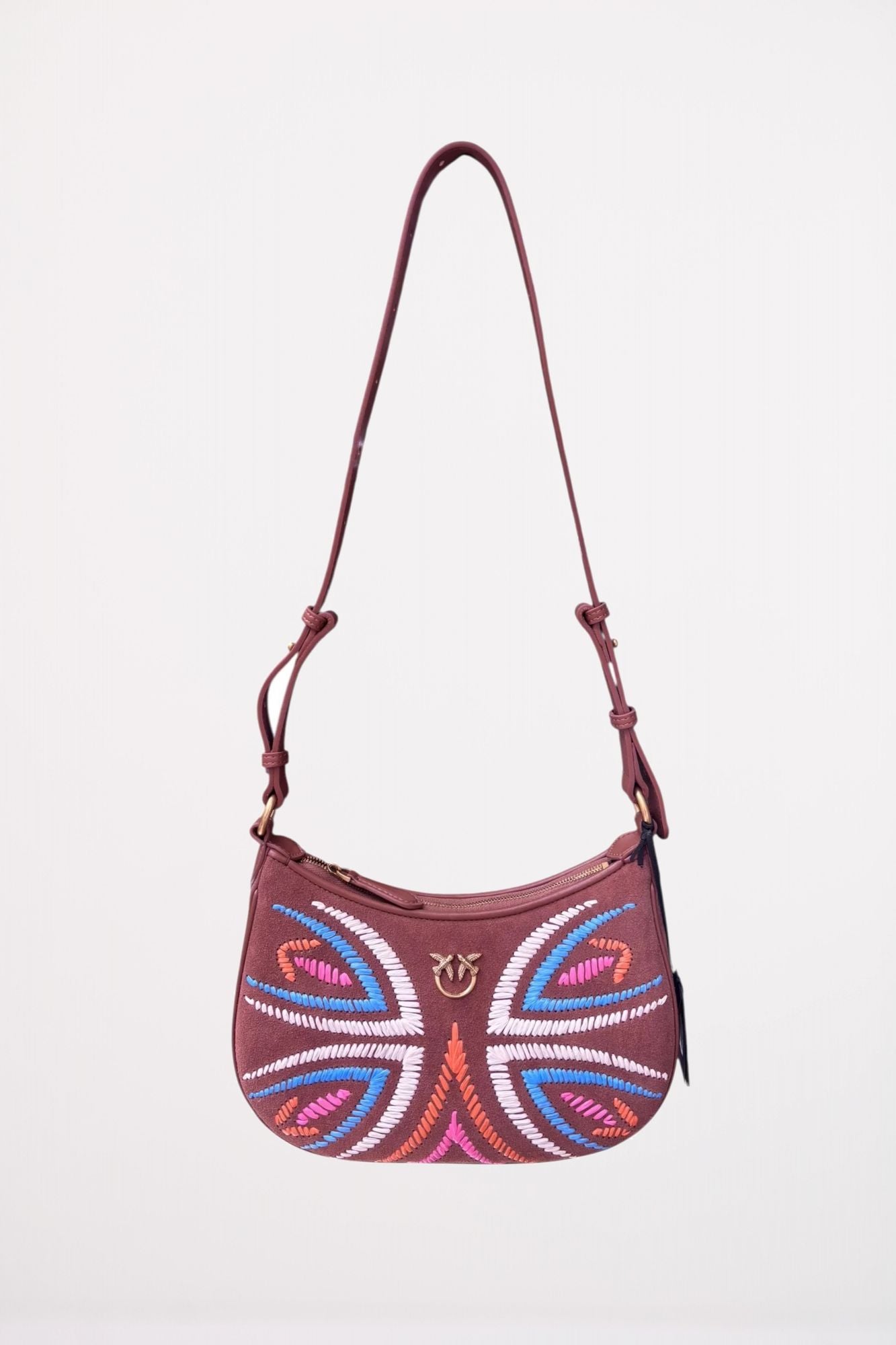 PINKO HALF MOON MINI FL en color MARRON (1)