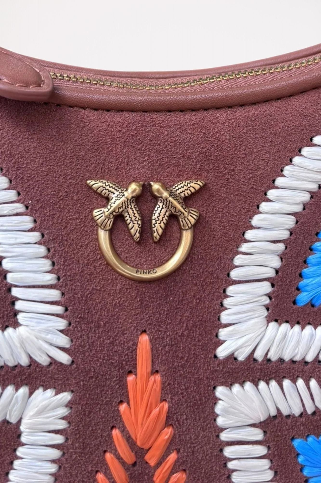 PINKO HALF MOON MINI FL en color MARRON (3)