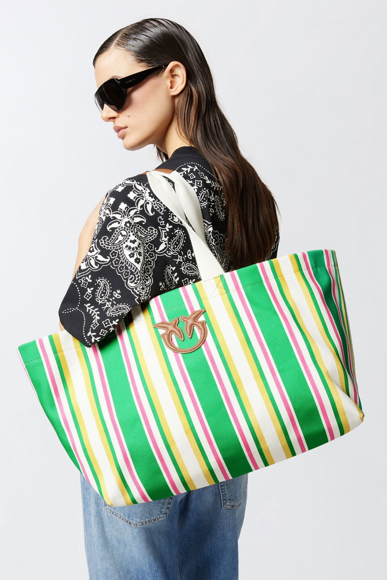 PINKO SHOPPING BAG EXTRA en color VERDE (4)
