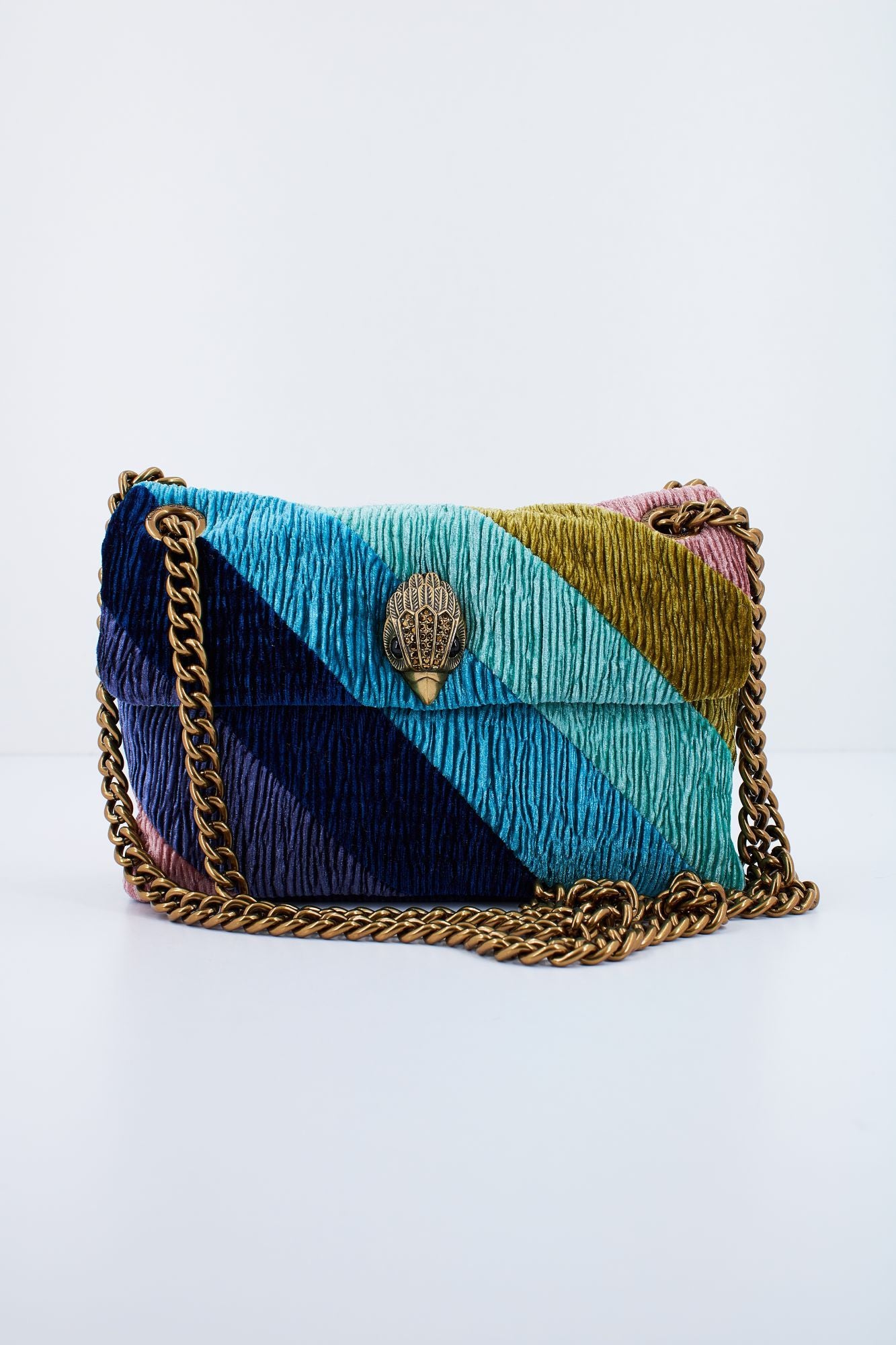 KURT GEIGER LONDON VELVET MINI KENSINGTON en color AZUL (1)